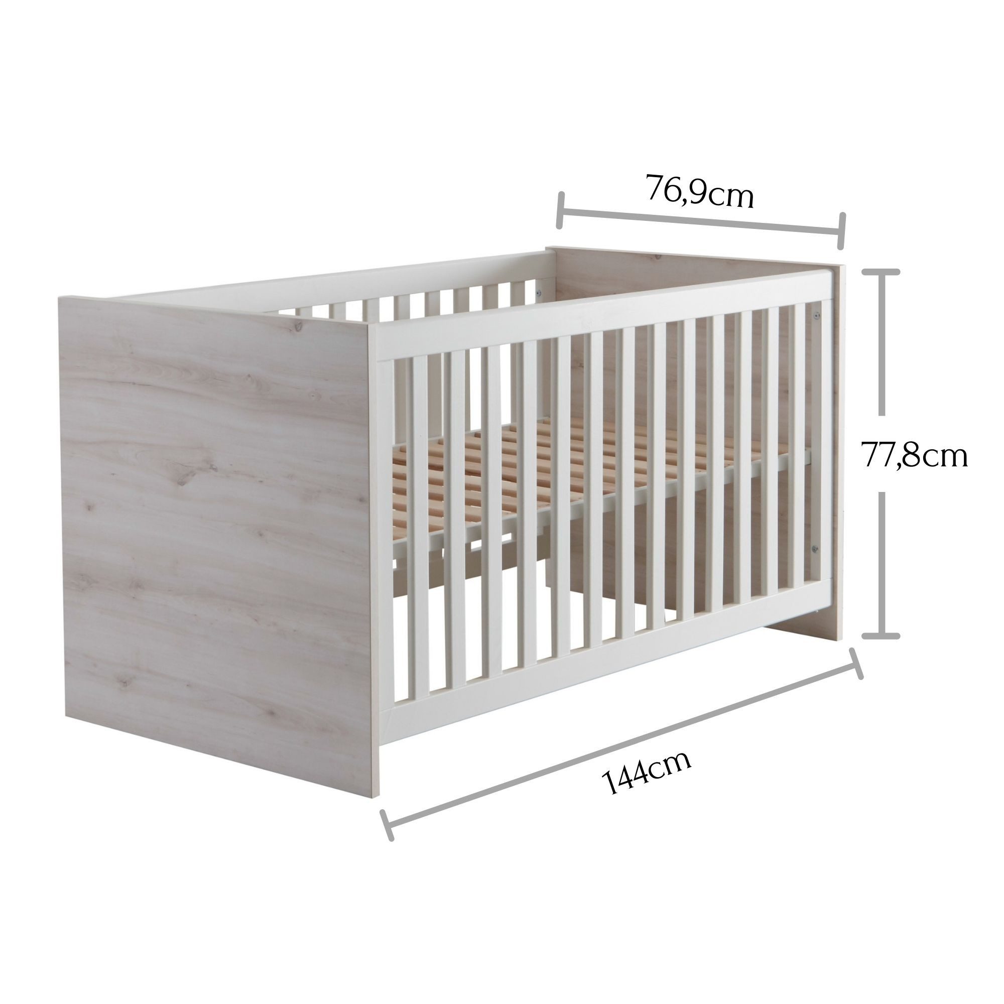 Begabino Babybett 76,9 x 77,8 x 144 cm (B/H/T)