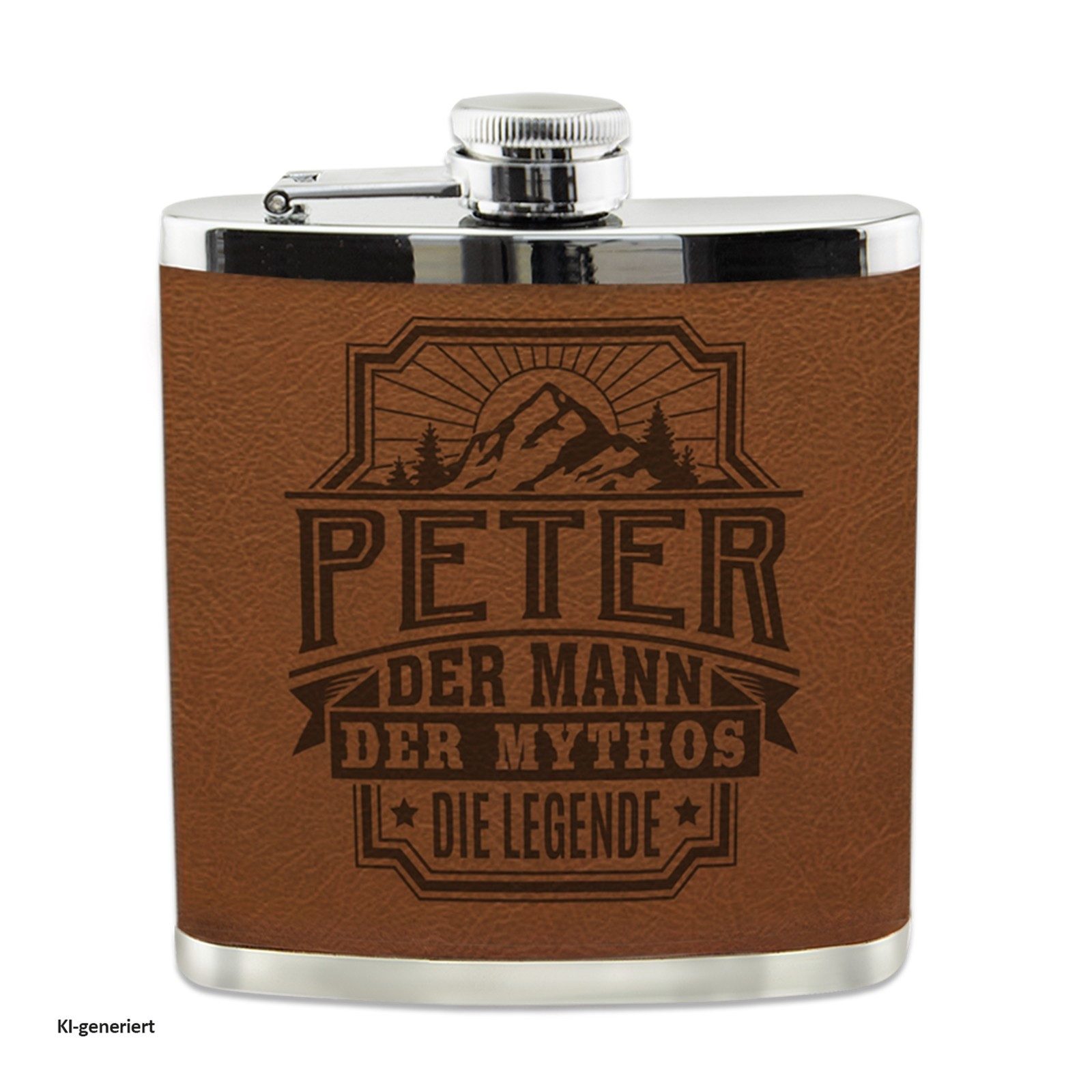 HTI-Living Flachmann Echter Kerl Flachmann Peter, Männer Trinkflasche mit Kunstleder