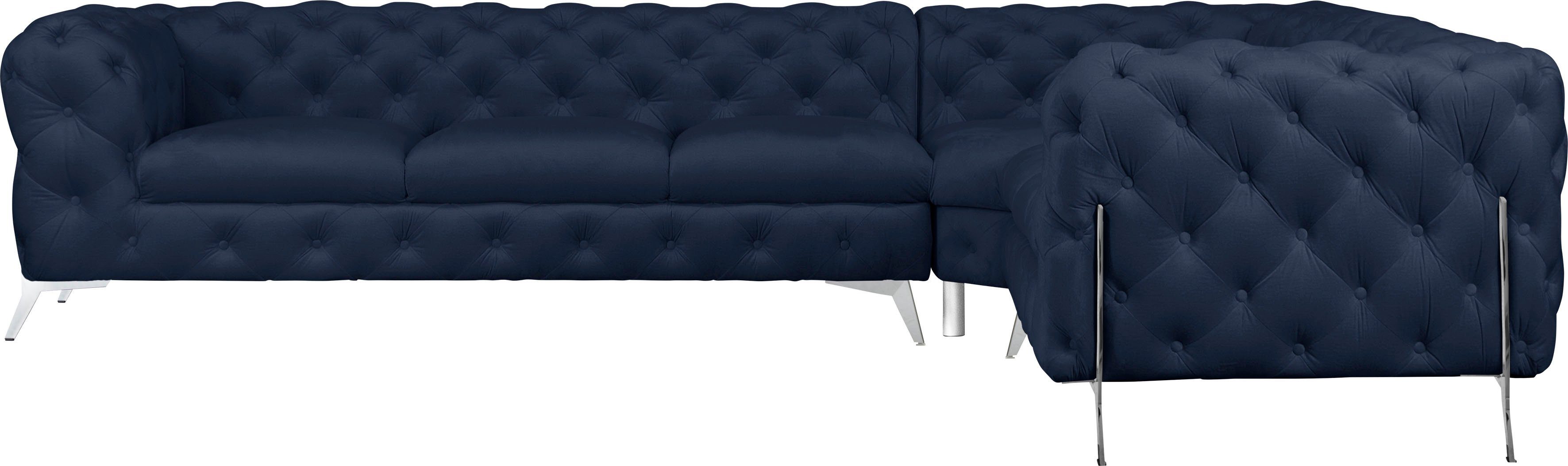 Leonique Chesterfield-Sofa Amaury L-Form, großes Ecksofa, Chesterfield-Optik, Breite 323 cm, Fußfarbe wählbar