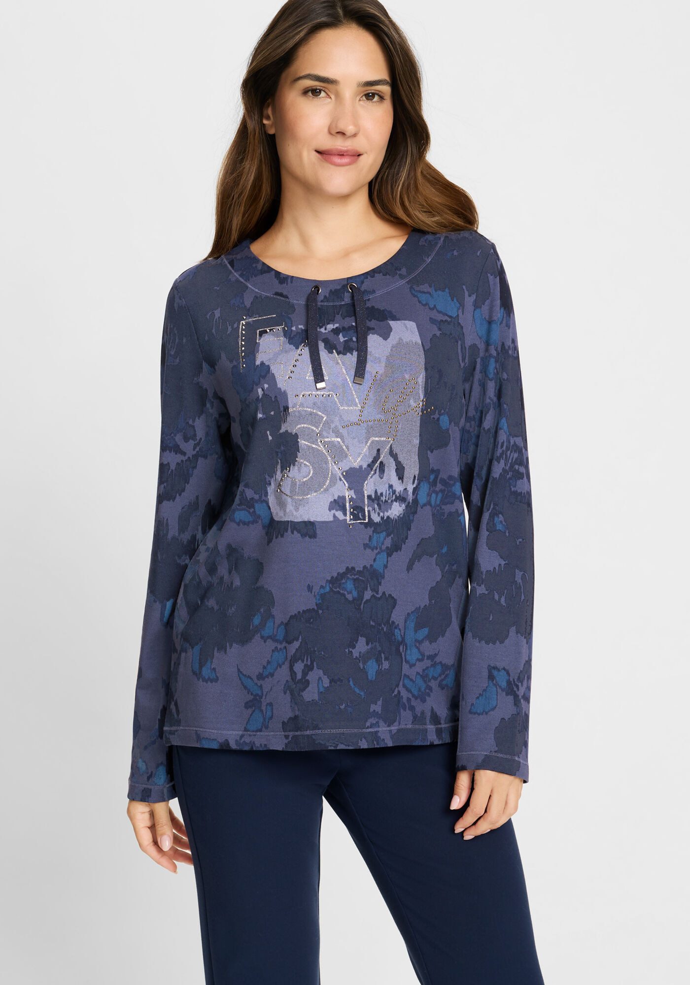Olsen Sweatshirt (1-tlg) mit frontalem Panneaux-Print