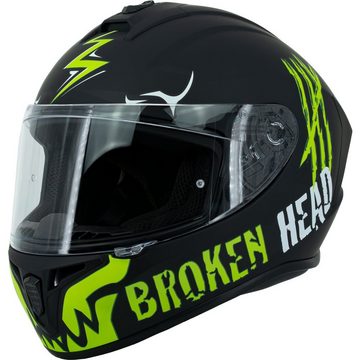 Broken Head Motorradhelm Adrenalin Therapy 4X Black-Green Matt, ein Helm für Adrenalin Junkies