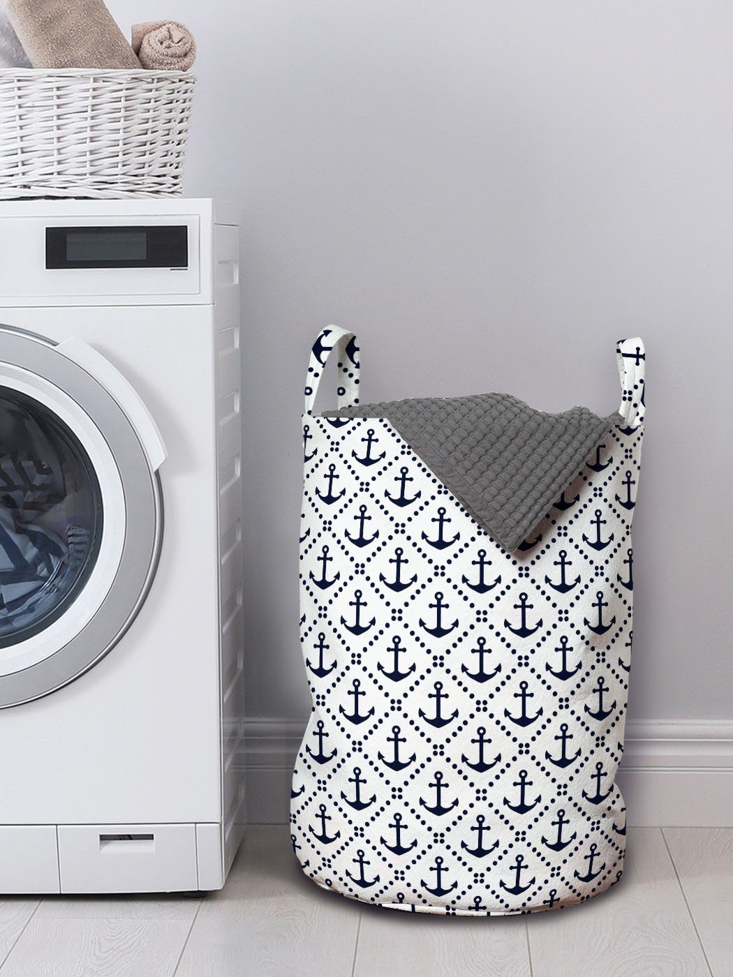 Geometrisch Abakuhaus Wäschesäckchen Kordelzugverschluss Seeanker Dots für Griffen mit Wäschekorb Waschsalons,