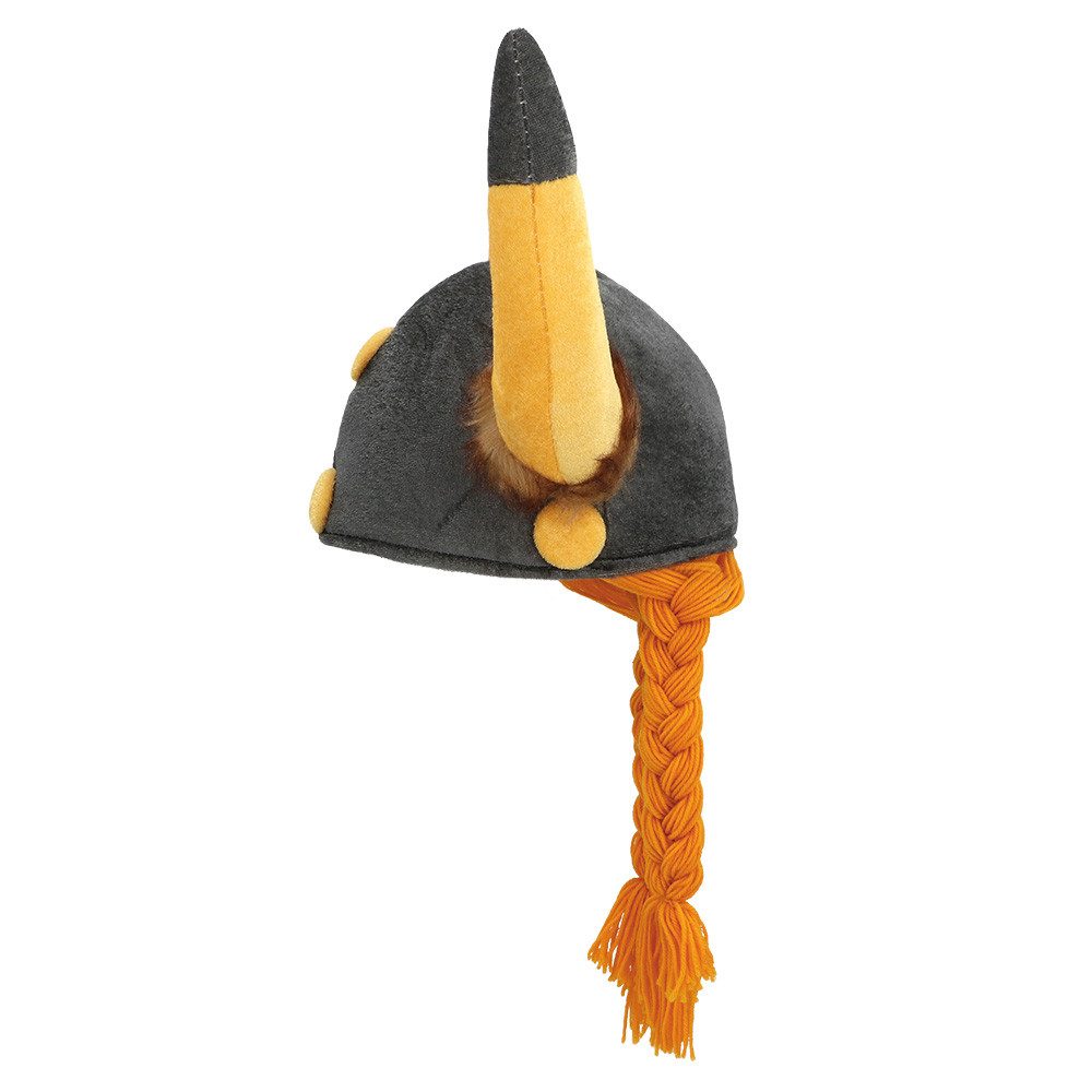 Boland Kostüm Gallierhut mit Haar Plüsch Wikingerhelm mit Hörnern und Zöpfen, mit Zöpfen und Hörnern und kleinen Plüschelementen