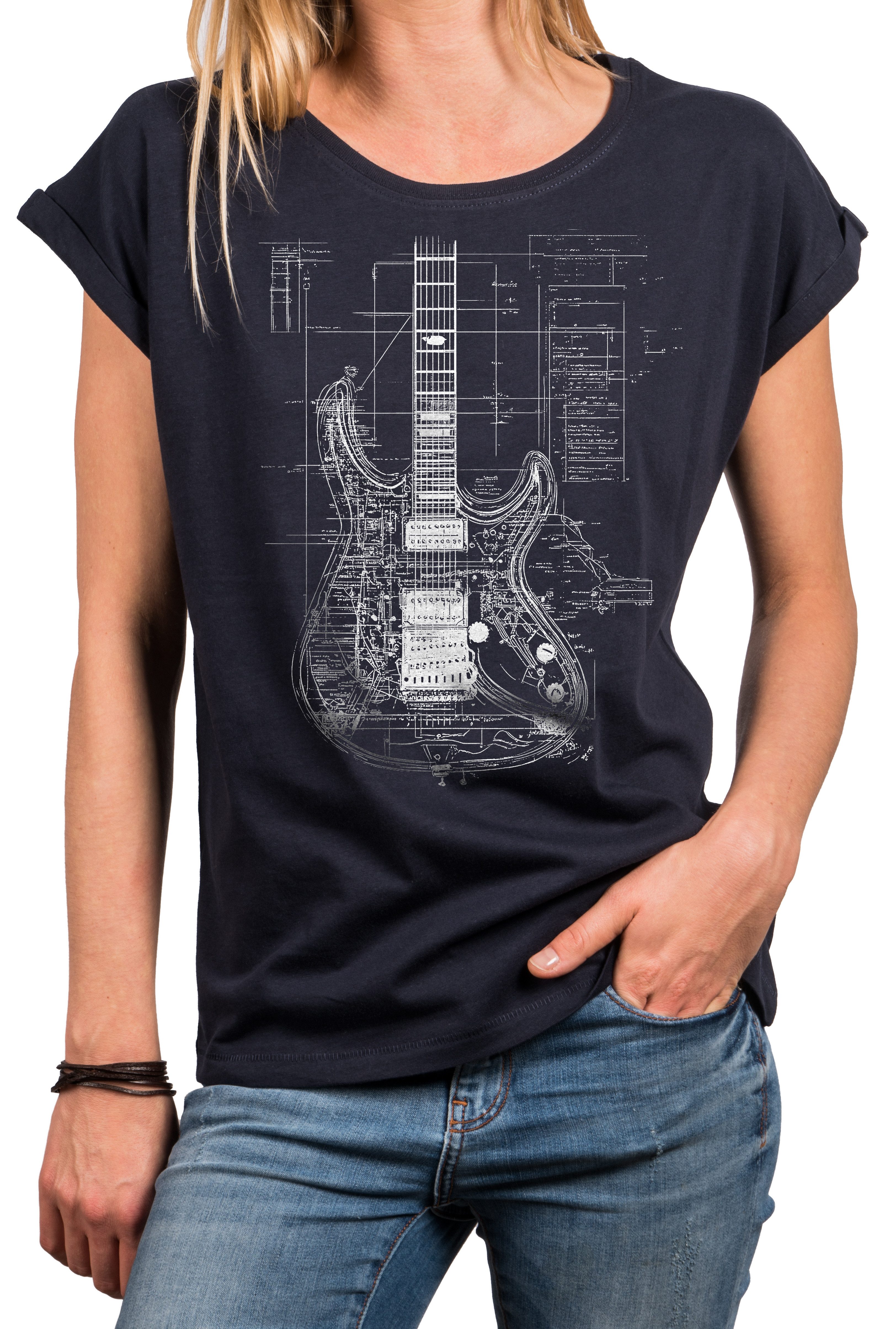 MAKAYA Print-Shirt Damen Gitarrenmotiv Gitarre Festival günstig online kaufen
