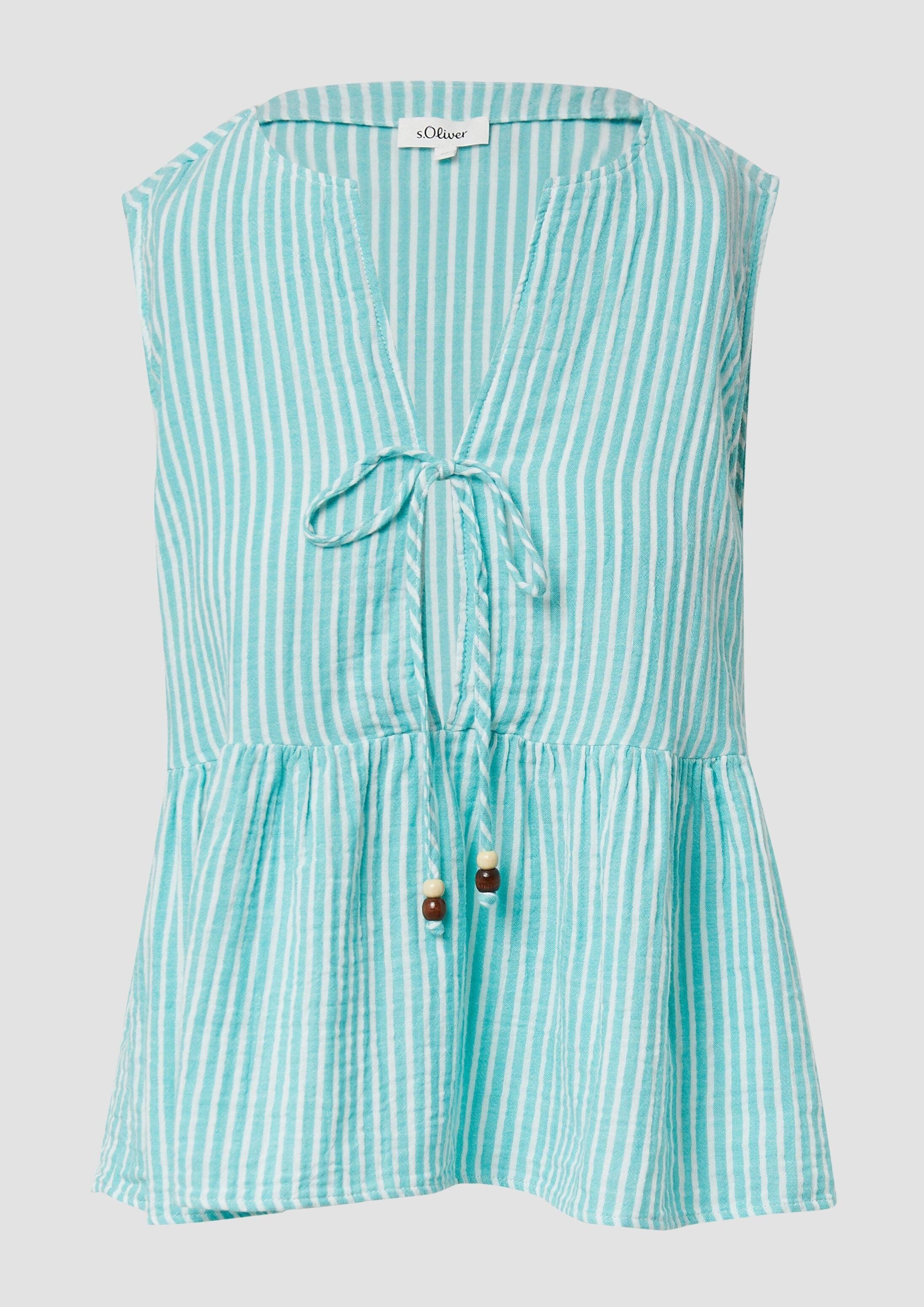 s.Oliver Blusentop Bluse Ärmellose Bluse im Relaxed Fit mit Bindedetail