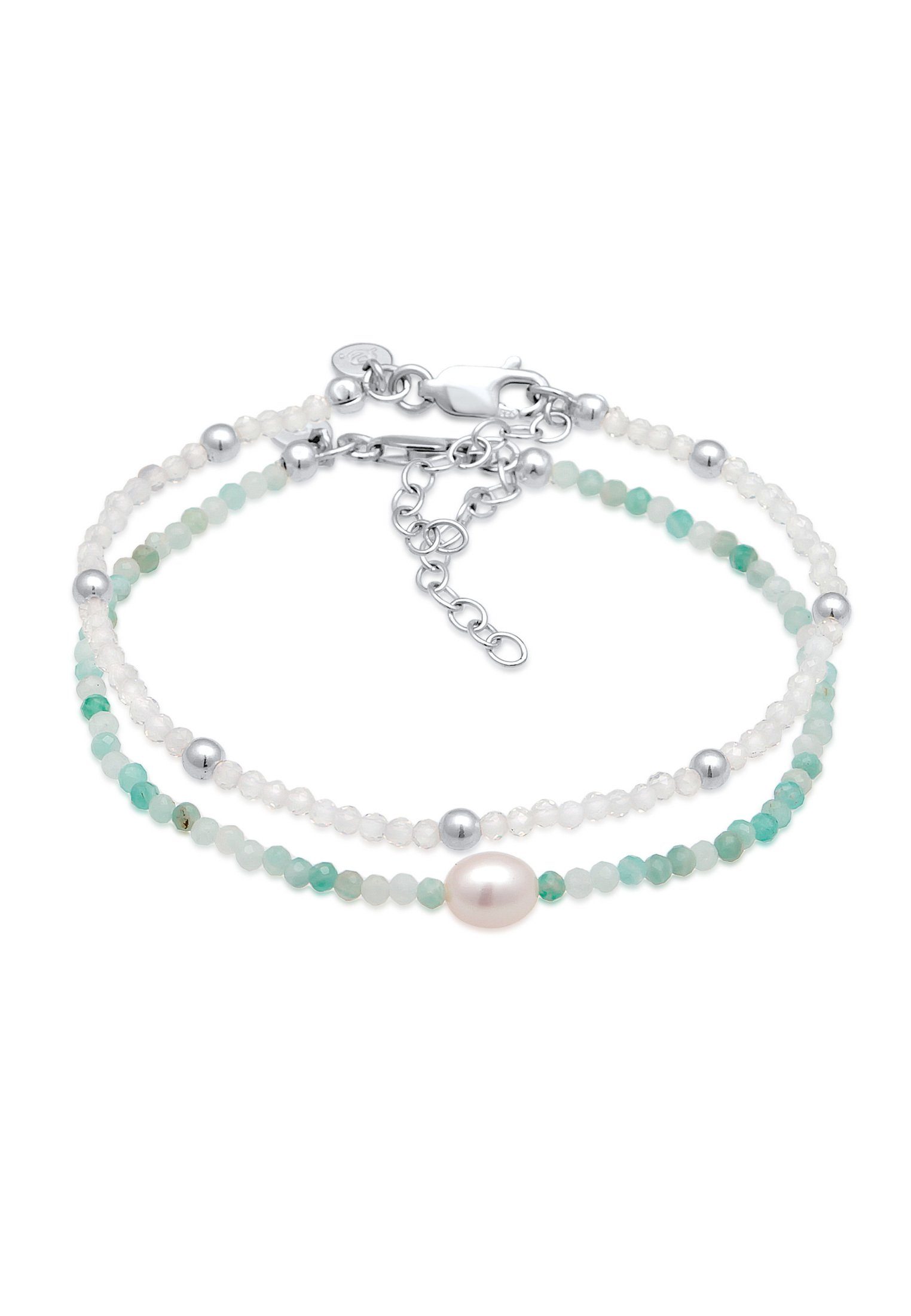 Armband Set Mondstein Amazonit Süßwasserperle 2er Set 925 Silber