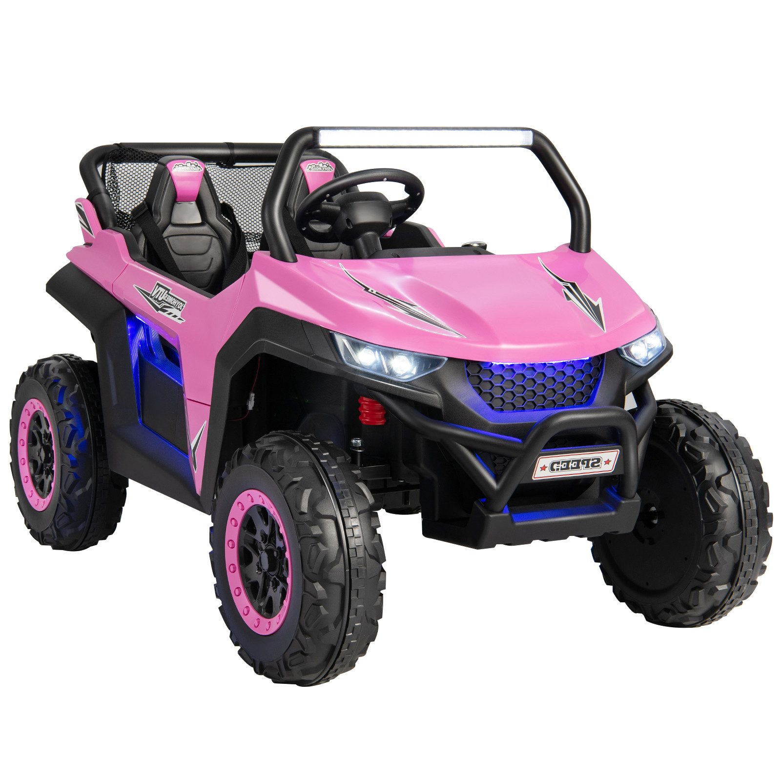 KOMFOTTEU Elektro-Kinderauto 2-Sitzer Kinderfahrzeug 12V, Belastbarkeit 59 kg, mit 2,4 GHz Fernbedienung