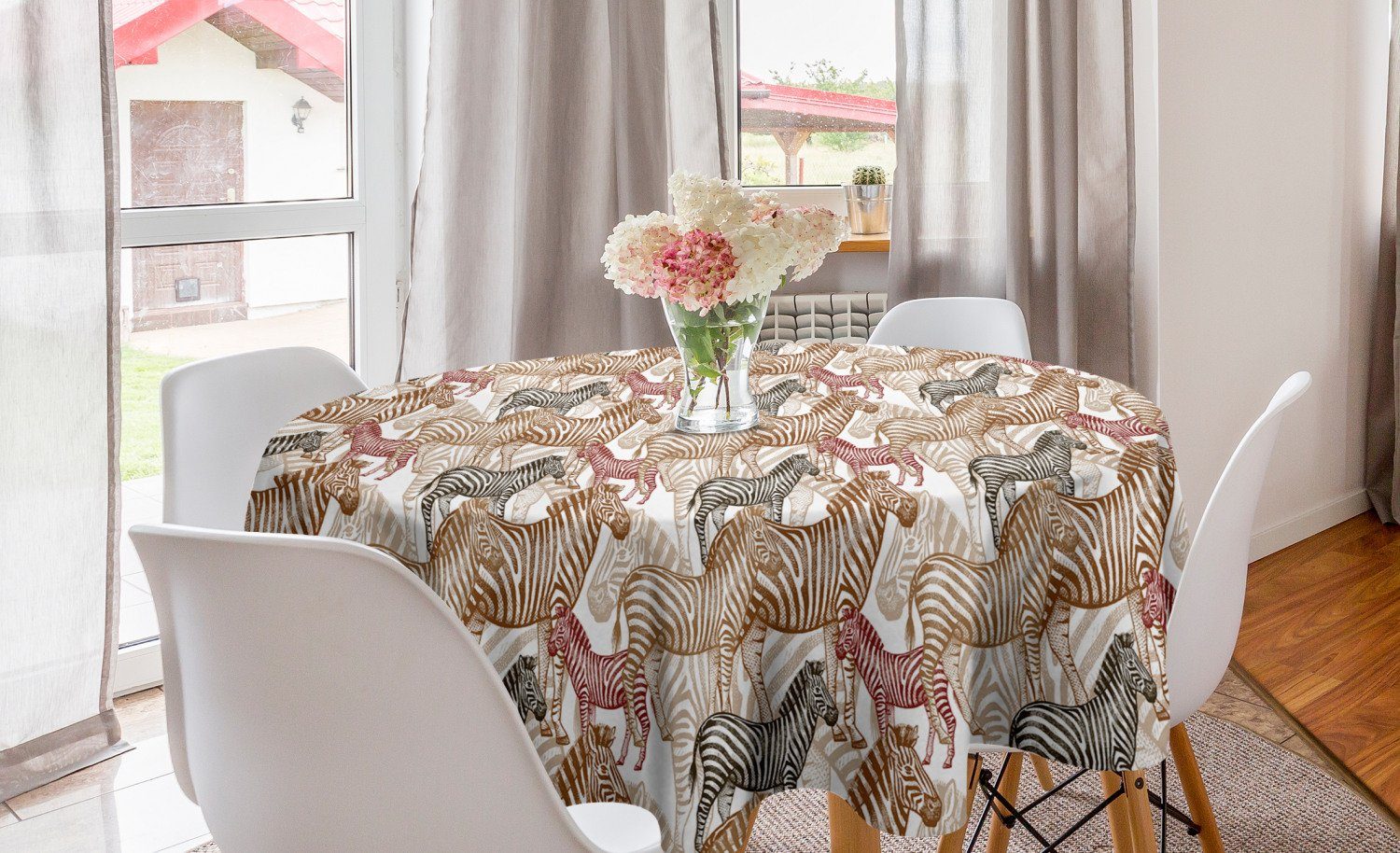 Abakuhaus Tischdecke Kreis Tischdecke Abdeckung für Esszimmer Küche Dekoration, Zebra Camo | Tischdecken