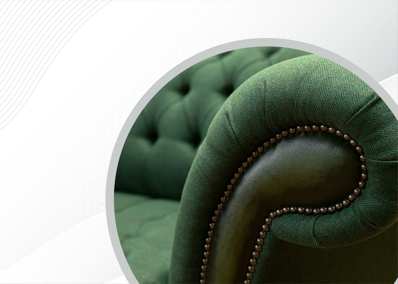 Polstermöbel, Grüner Europe Made Chesterfield Sofa in JVmoebel Chesterfield-Sofa Dreisitzer Neue