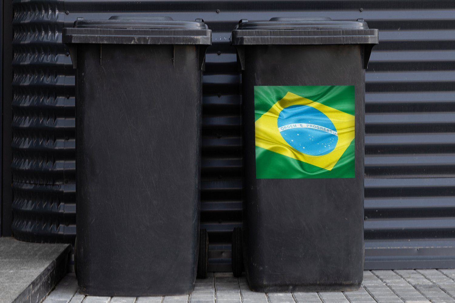 Brasilien MuchoWow Flagge Wandsticker Container, St), der Mülltonne, Nahaufnahme Abfalbehälter (1 von Sticker, Mülleimer-aufkleber,