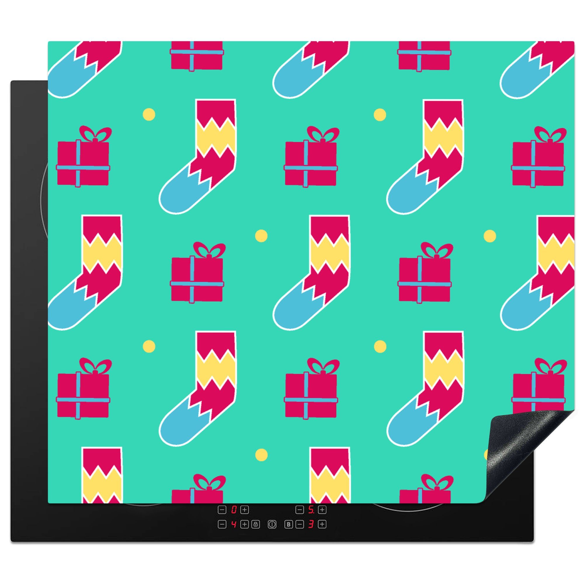 MuchoWow - - Socken Arbeitsfläche Geschenk tlg), Mobile Vinyl, cm, Ceranfeldabdeckung Herdblende-/Abdeckplatte 60x52 (1 Schnittmuster, nutzbar,