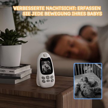 BUMHUM Video-Babyphone Babyphone mit Kamera Tragbares Vox-Funktion Temperatursensor, Gegensprechanlage Schlaflieder Lange Akkulaufzeit, Nachtsicht-Video-Babyfon 2,4 Ghz, Intelligentes Standby Baby Monitor