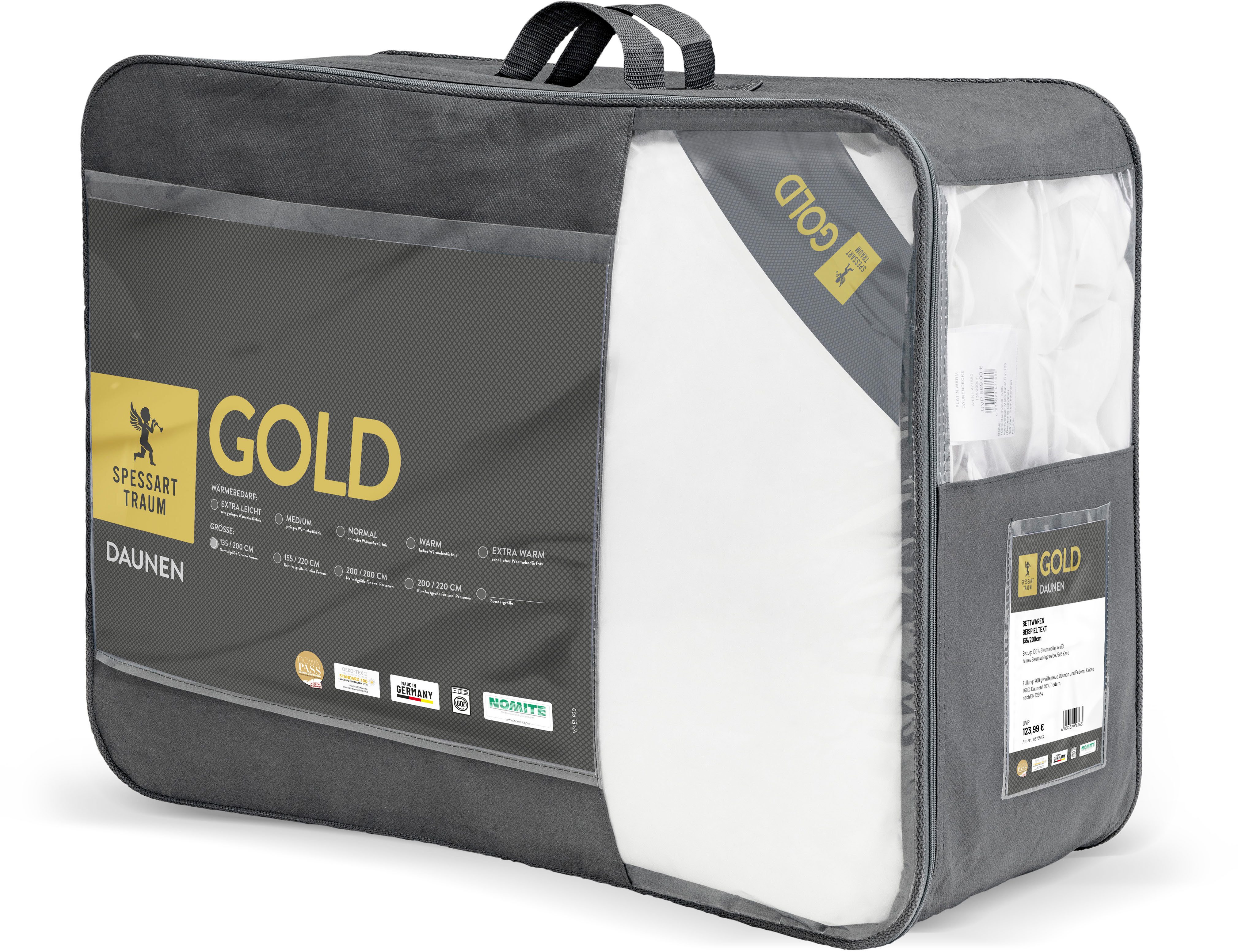 SPESSARTTRAUM Gänsedaunenbettdecke Gold, Füllung: 100% Gänsedaunen, Bezug: 100% Baumwolle, hergestellt in Deutschland, allergikerfreundlich