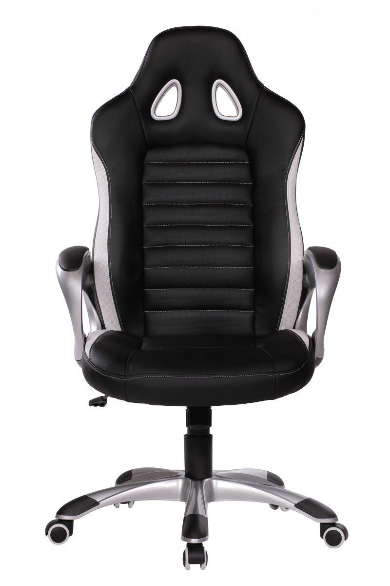 FINEBUY Gaming Chair »SuVa1207_1« (Kunstleder Schwarz Chefsessel mit  Armlehne 110 kg), Bürostuhl Lederoptik Drehstuhl Schreibtischstuhl