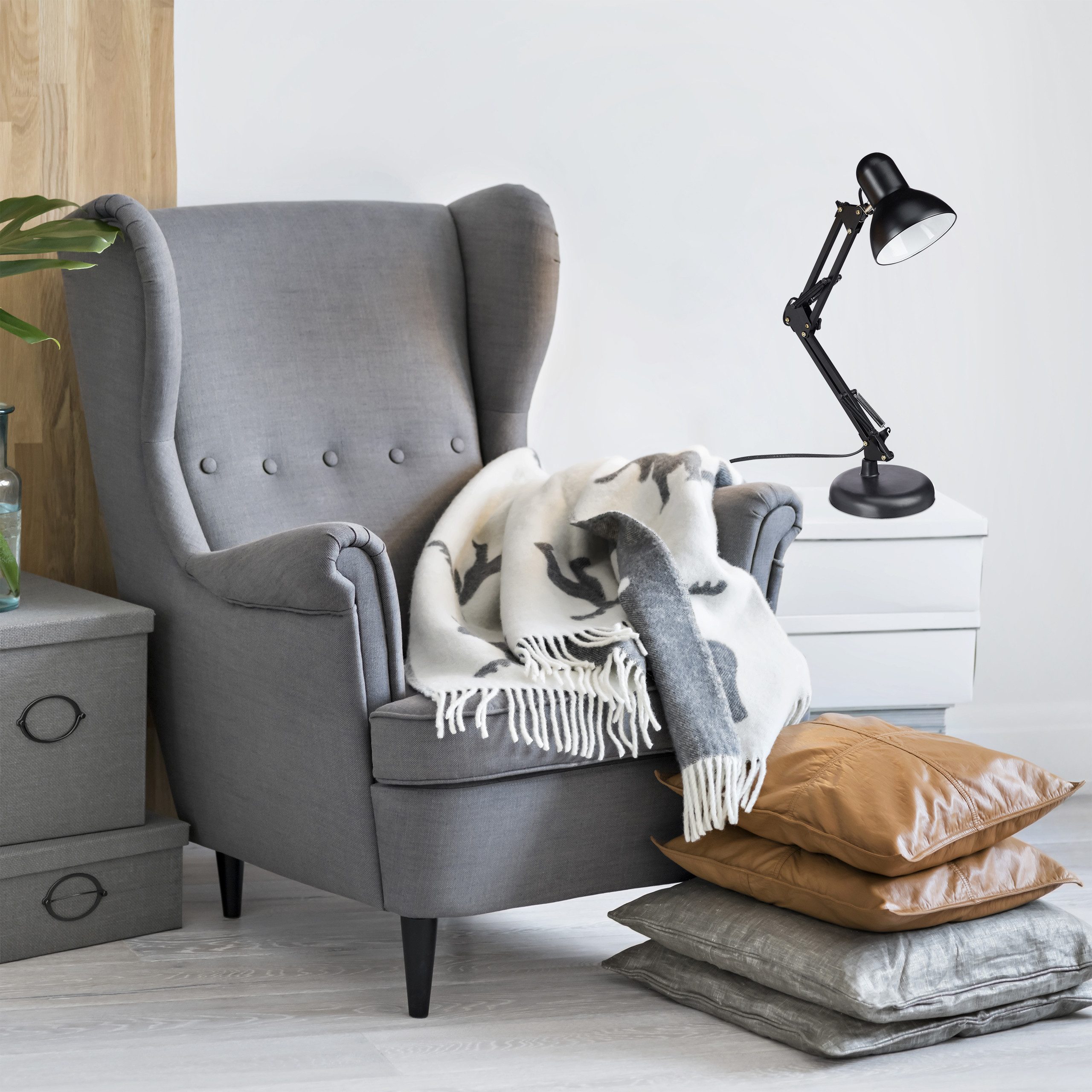 relaxdays Tischleuchte Retro Schreibtischlampe, Schwarz günstig online kaufen