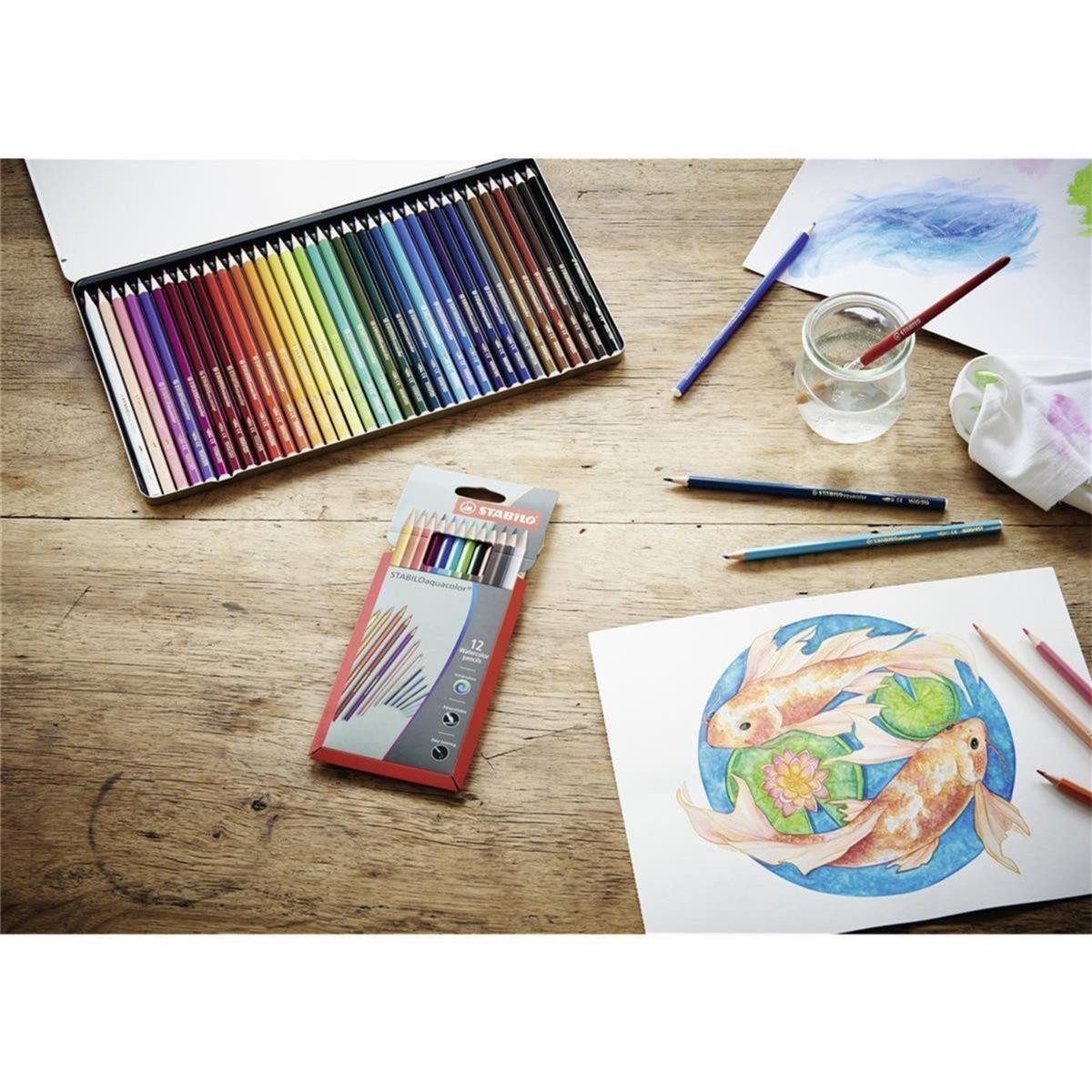 STABILO Aquarellstifte STABILO aquacolor Aquarell-Farbtstift - 24er Etui