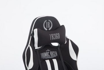 TPFLiving Gaming-Stuhl Limitless-2 mit bequemer Rückenlehne - höhenverstellbar - 360° drehbar (Schreibtischstuhl, Drehstuhl, Gamingstuhl, Racingstuhl, Chefsessel), Gestell: Metall chrom - Sitzfläche: Stoff schwarz/weiß