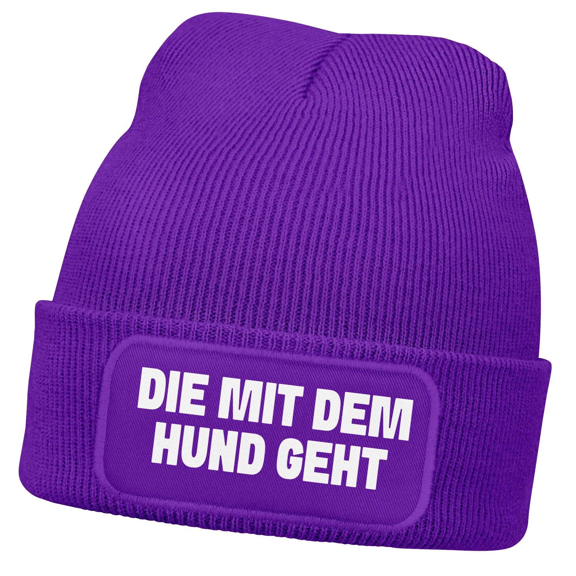 Strickmütze Damen Beanie Strickmütze mit Spruch Aufdruck Lustig Die mit dem Hund