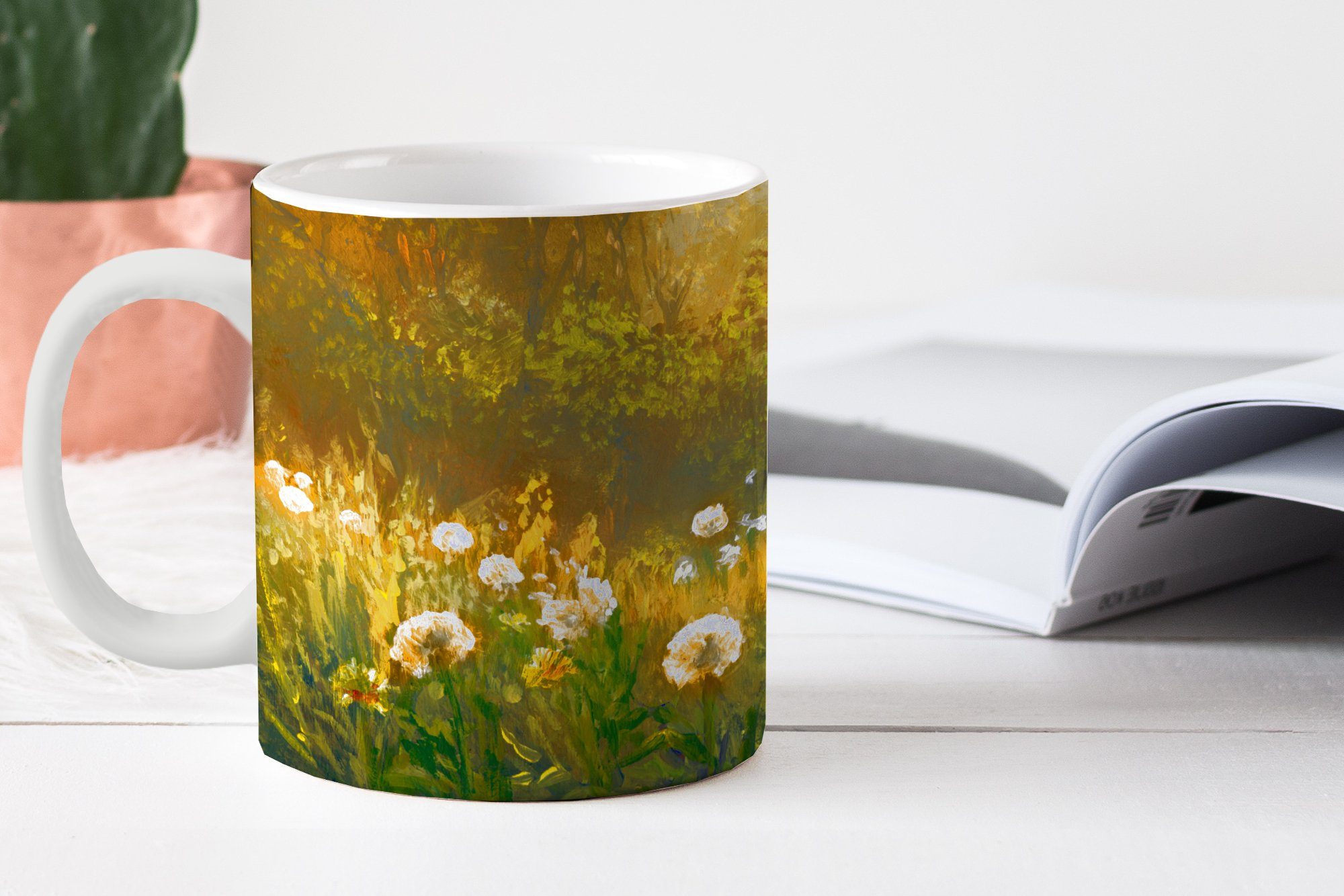 Sommer Becher, MuchoWow Geschenk Teetasse, Teetasse, - Aquarell, Kaffeetassen, Keramik, - Tasse Blumen