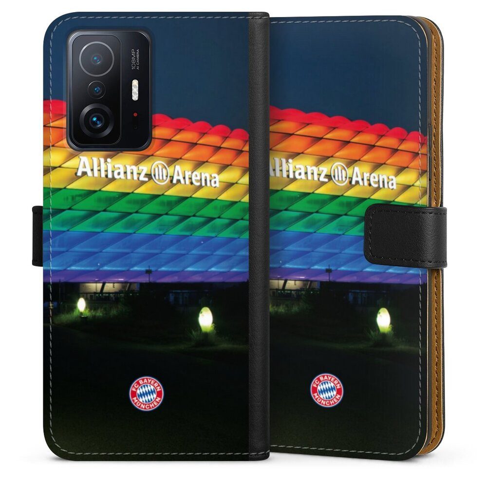 DeinDesign Handyhülle FC Bayern München Regenbogen Stadion Allianz Arena Rainbow, Xiaomi 11T Pro 5G Hülle Flip Case Klapphülle Handytasche Leder