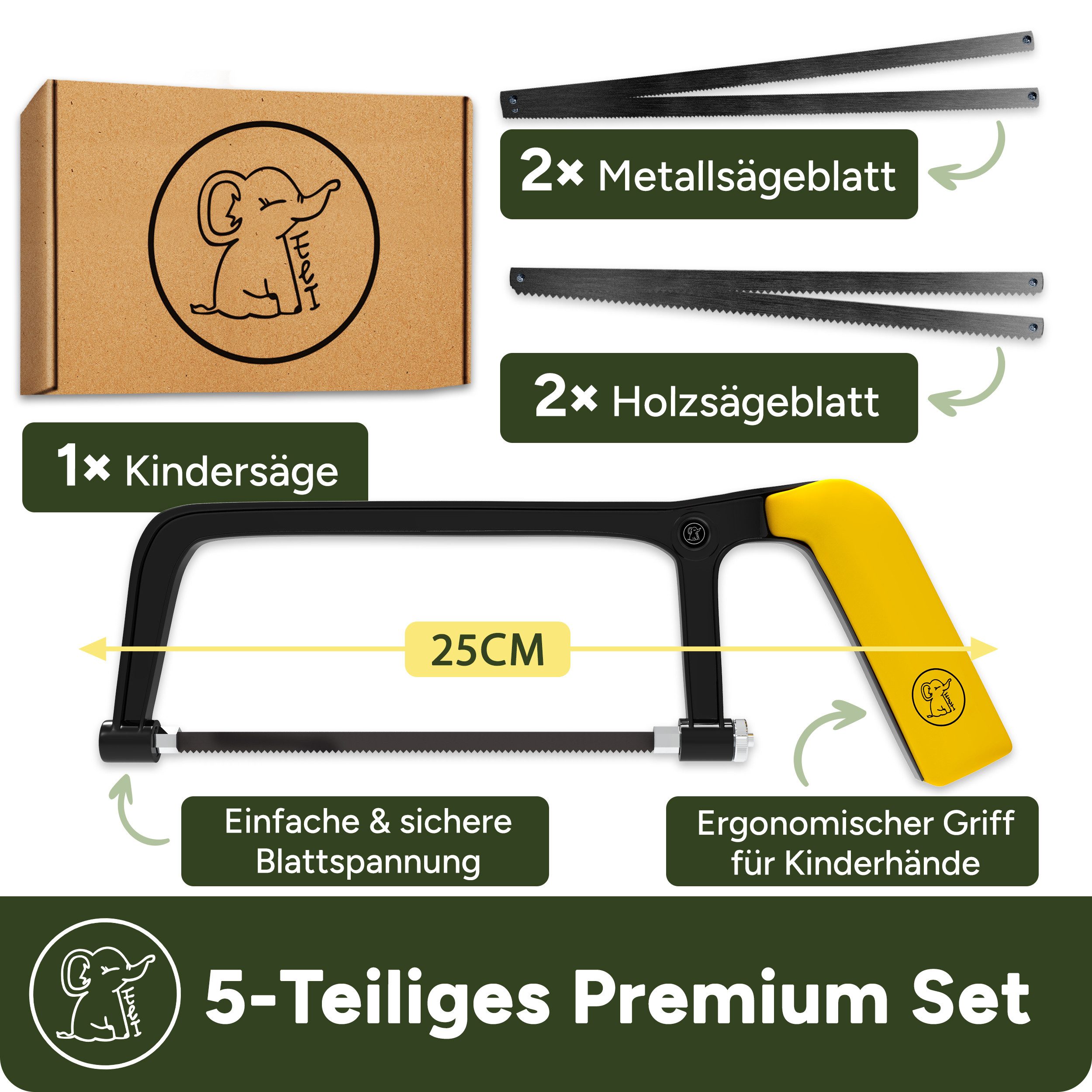 Eli Handsäge Kindersäge ab 6 Jahre inkl. 4 Sägeblätter für Holz und Metall günstig online kaufen