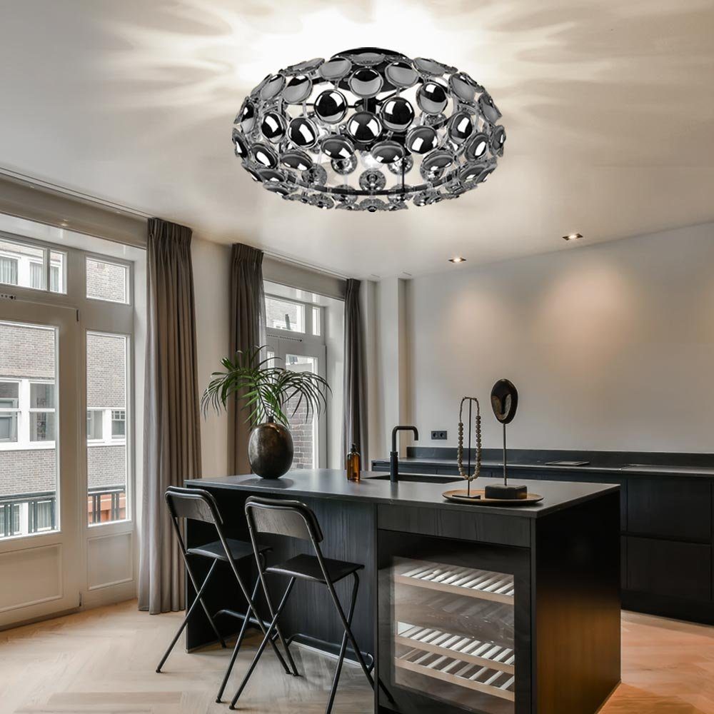 etc-shop LED Deckenleuchte, Leuchtmittel inklusive, Wohnzimmerlampe Flur Deckenlampe Deckenleuchte Chrom modern Warmweiß