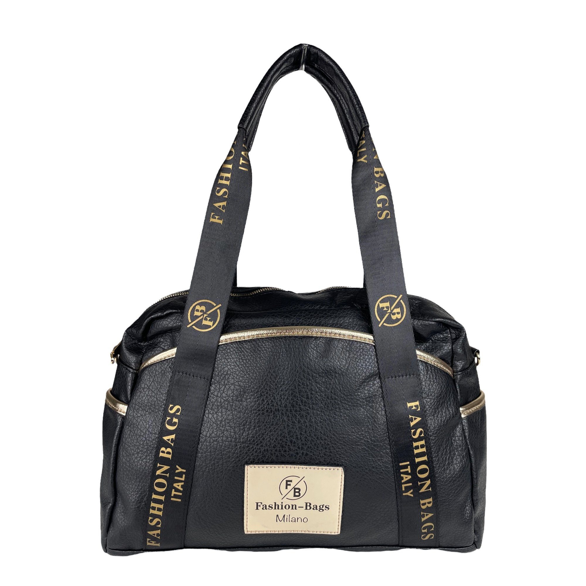 Taschen4life Handtasche / // Tragehenkel, schwarz moderne Schultertasche T67629, abnembarer Farbe gold Schulterriemen lange Damen