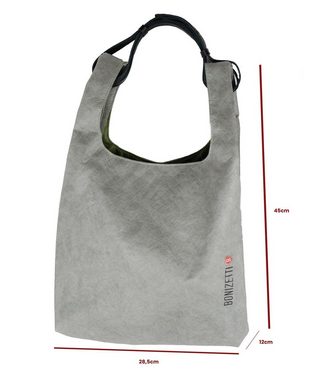 Bonizetti Handtasche (1-tlg), aus Kraftpapier, Tragegriff aus echtem Leder - umweltfreundlich