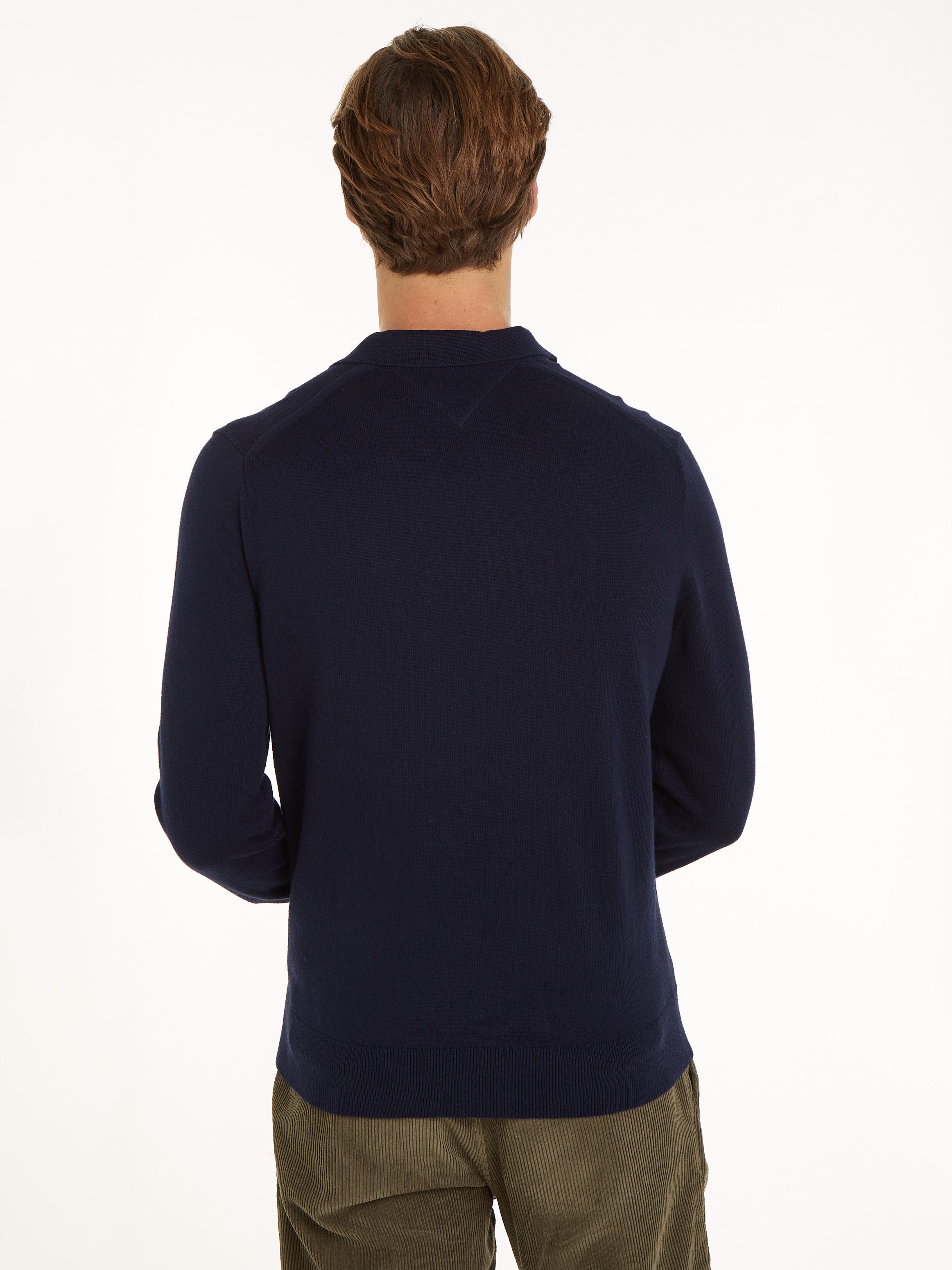 Tommy Hilfiger Polokragenpullover PIMA ORG CTN CASHMERE LS Flag-Stickerei auf Brust