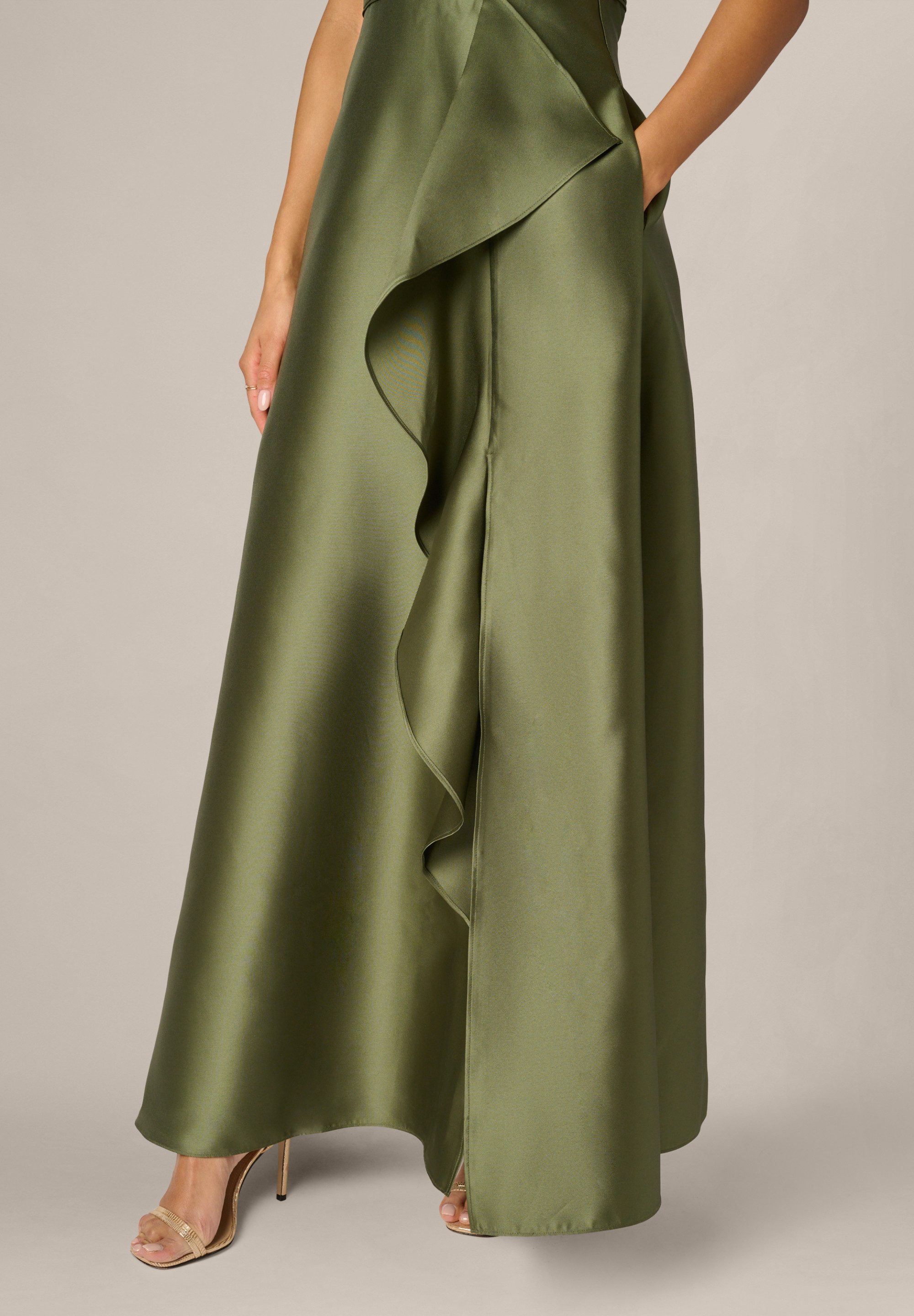 Adrianna Papell Abendkleid One Shoulder Mikado Gown Glamourös, fließend, elegantes Finish – Bild 5 von 5