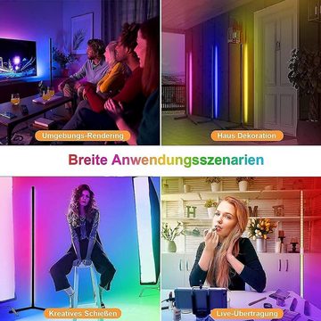 Daskoo LED Stehlampe LED Ecklampe Standleuchte Stufenlos Dimmbar mit Fernbedienung, LED fest integriert, RGB + bunt, Farbwechsel Lichtsaeule