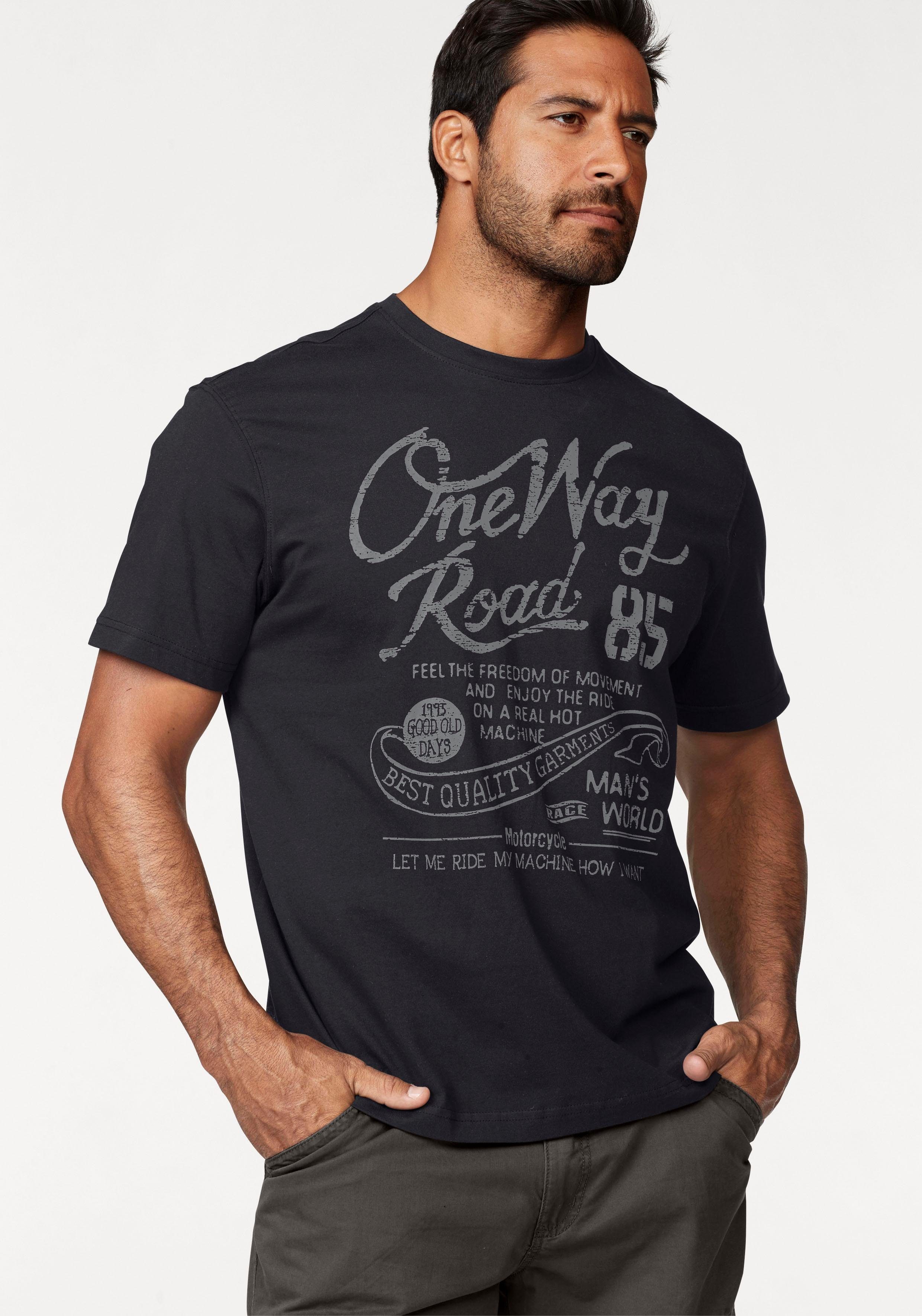 Man's World T-Shirt mit schwarz Print Used-Optik in