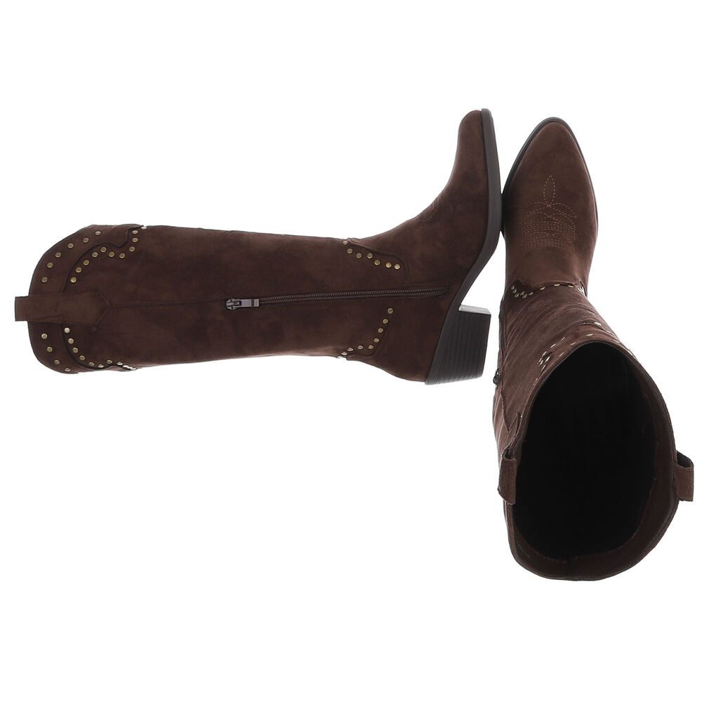 Ital-Design Modische Stiefelette mit Reißverschluss und Perforation Western günstig online kaufen