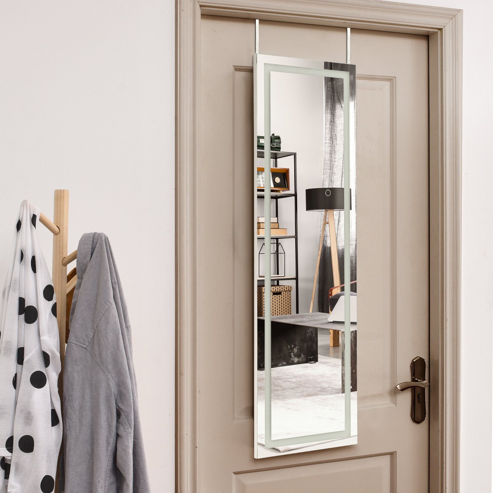 COSTWAY Wandspiegel, mit Beleuchtung in 3 Farben&Touchscreen, Ganzkörper günstig online kaufen