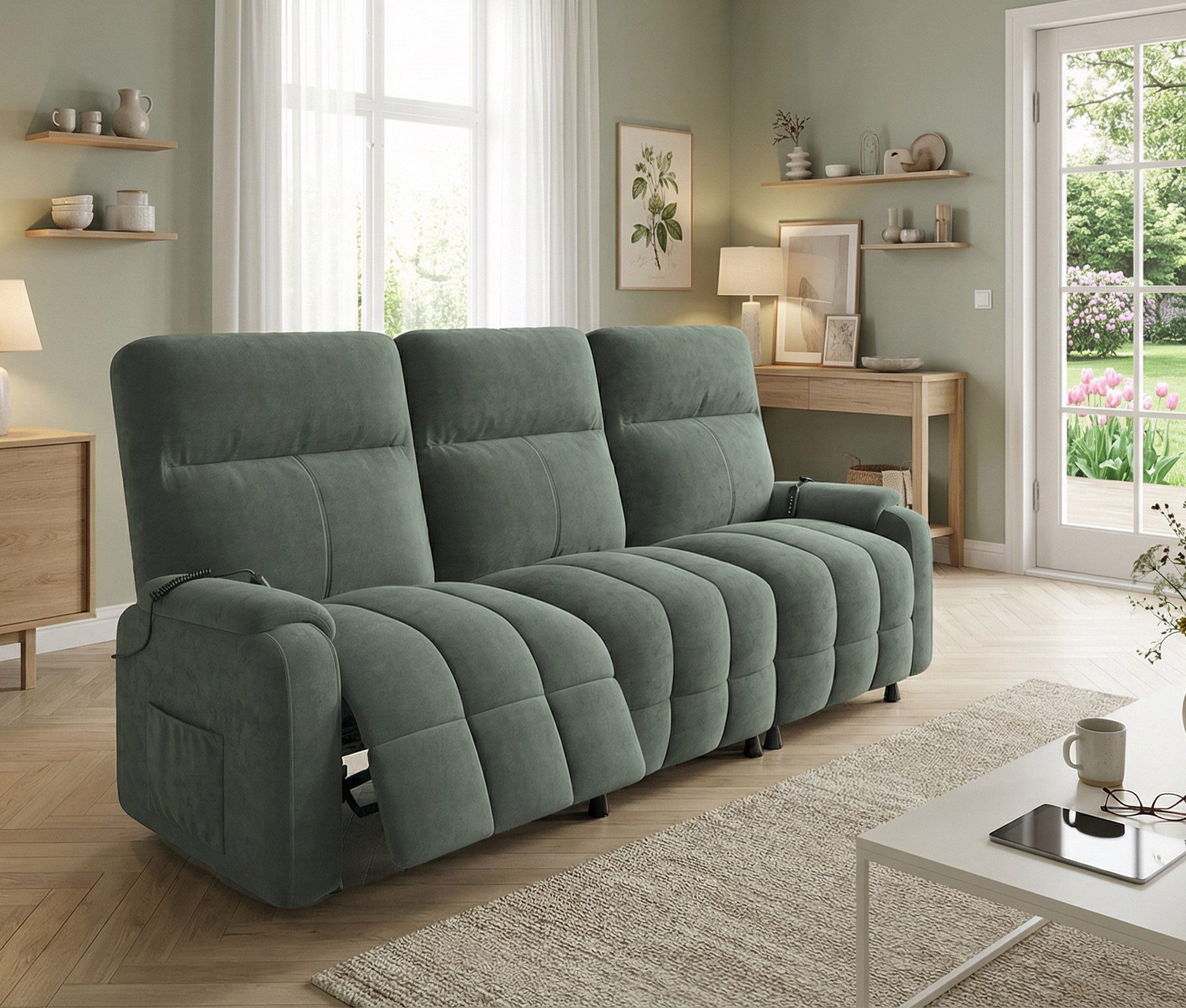 HOMALL Sofa Elektrisches Verstellfunktion 3-Sitzer Relaxsofa, mit 2 Sitzen Relaxfunktionen,USB/Typ-C,Liegefunktion (105°-150),Federkern