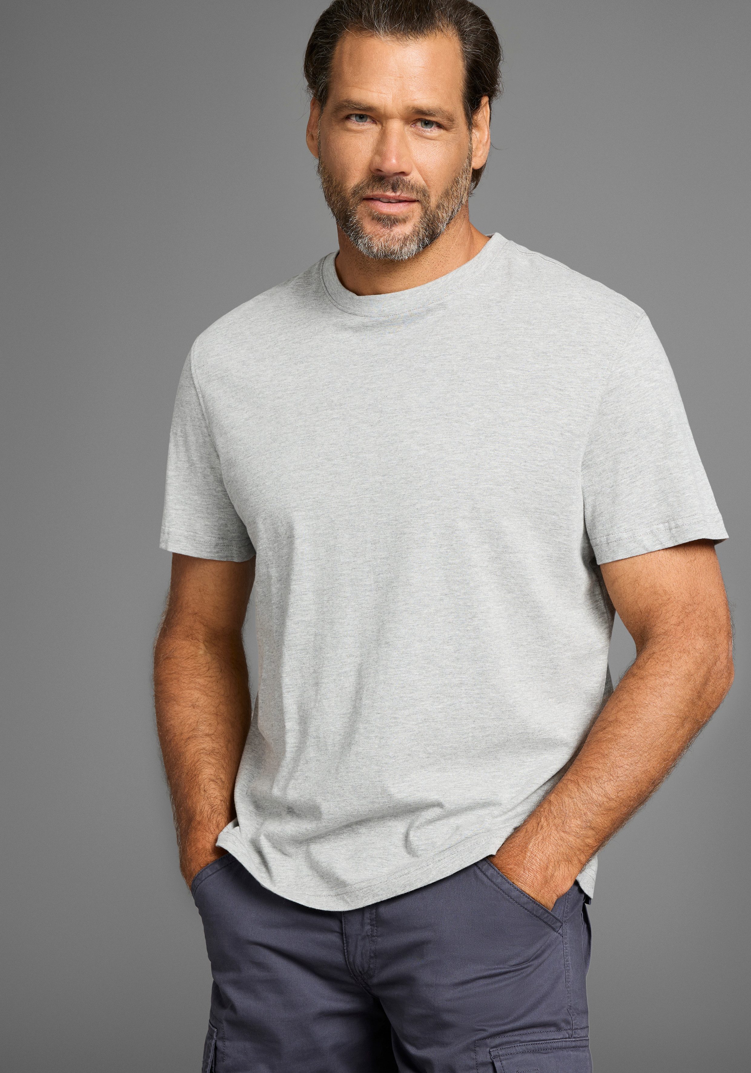 Man's World Rundhalsshirt (2er-Pack) Kurzarm, Basic-Stil, aus Baumwollmisch günstig online kaufen