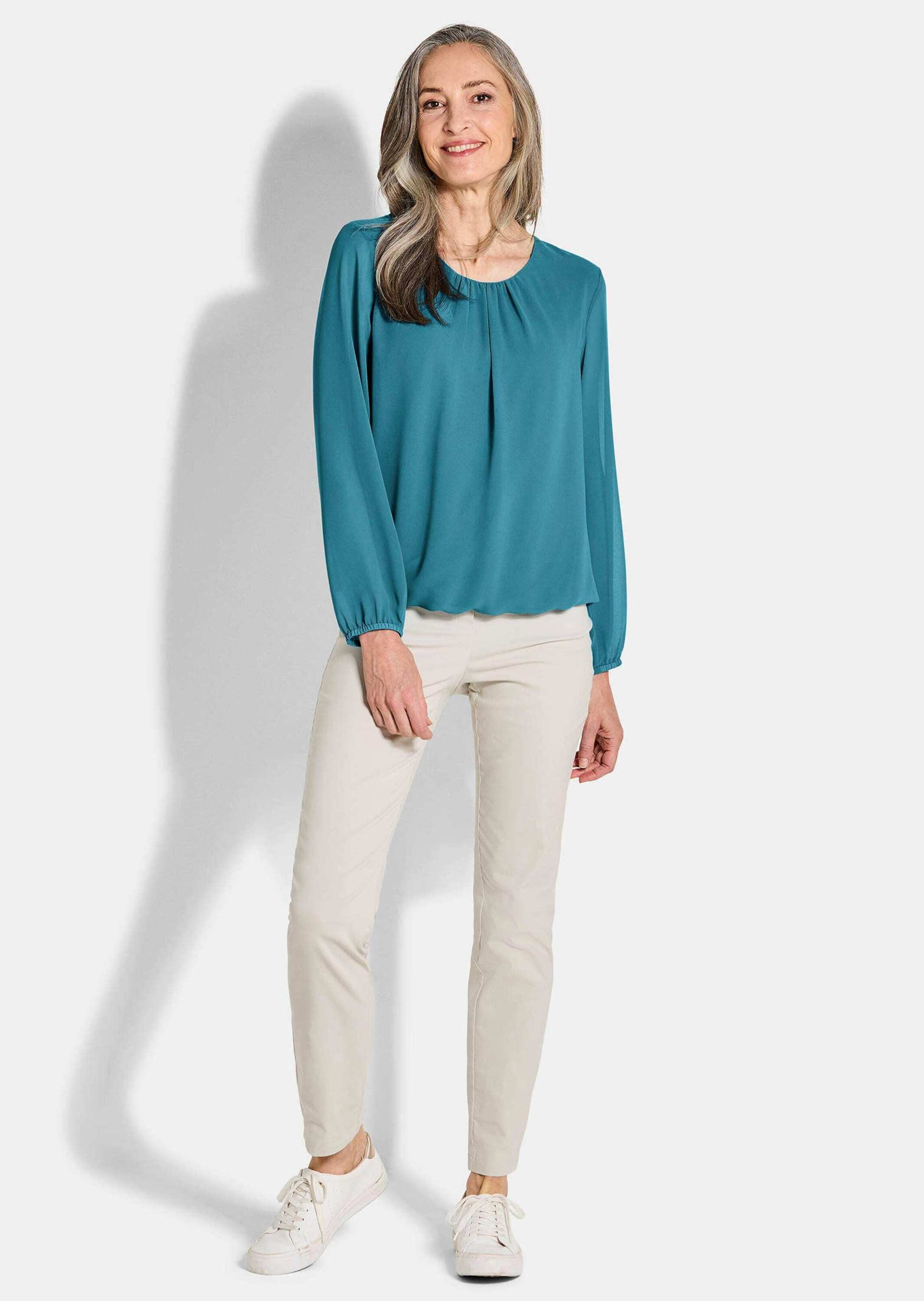 GOLDNER Klassische Bluse Kurzgröße: Elegante Bluse aus Chiffon günstig online kaufen