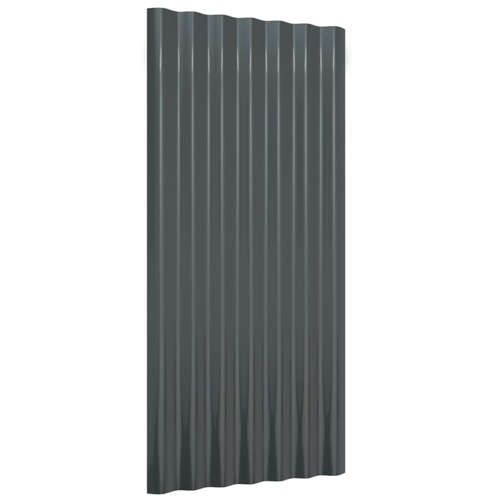 vidaXL Dachschindeln 80 x 36 cm Dachpaneele 12 Stk Pulverbeschichteter Stahl Anthrazit 80x3