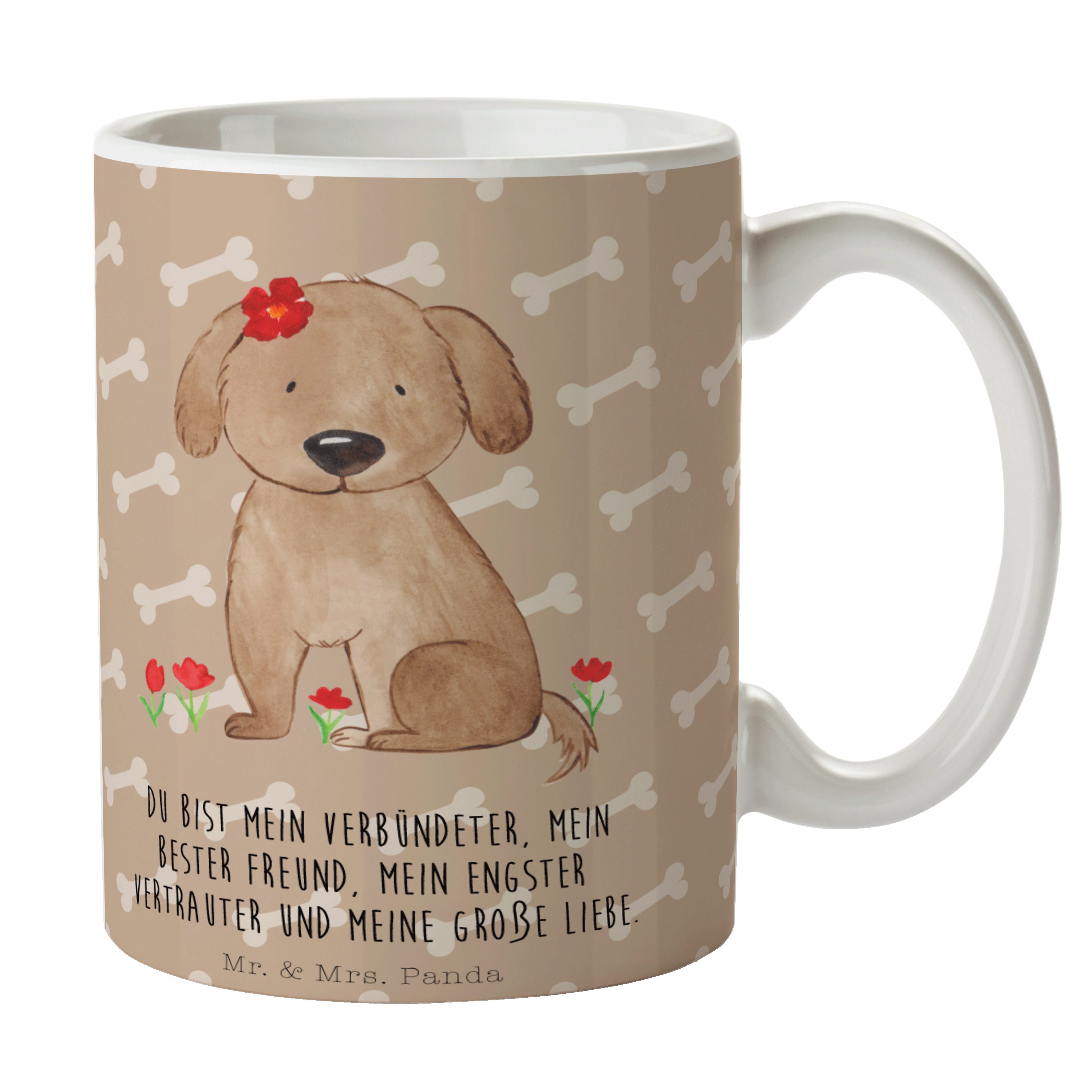 Mr. & Mrs. Panda - Hundedame - Geschenk, Teetasse, Tasse Keramik Tasse, Hau, Hund Hundeglück Sprüche