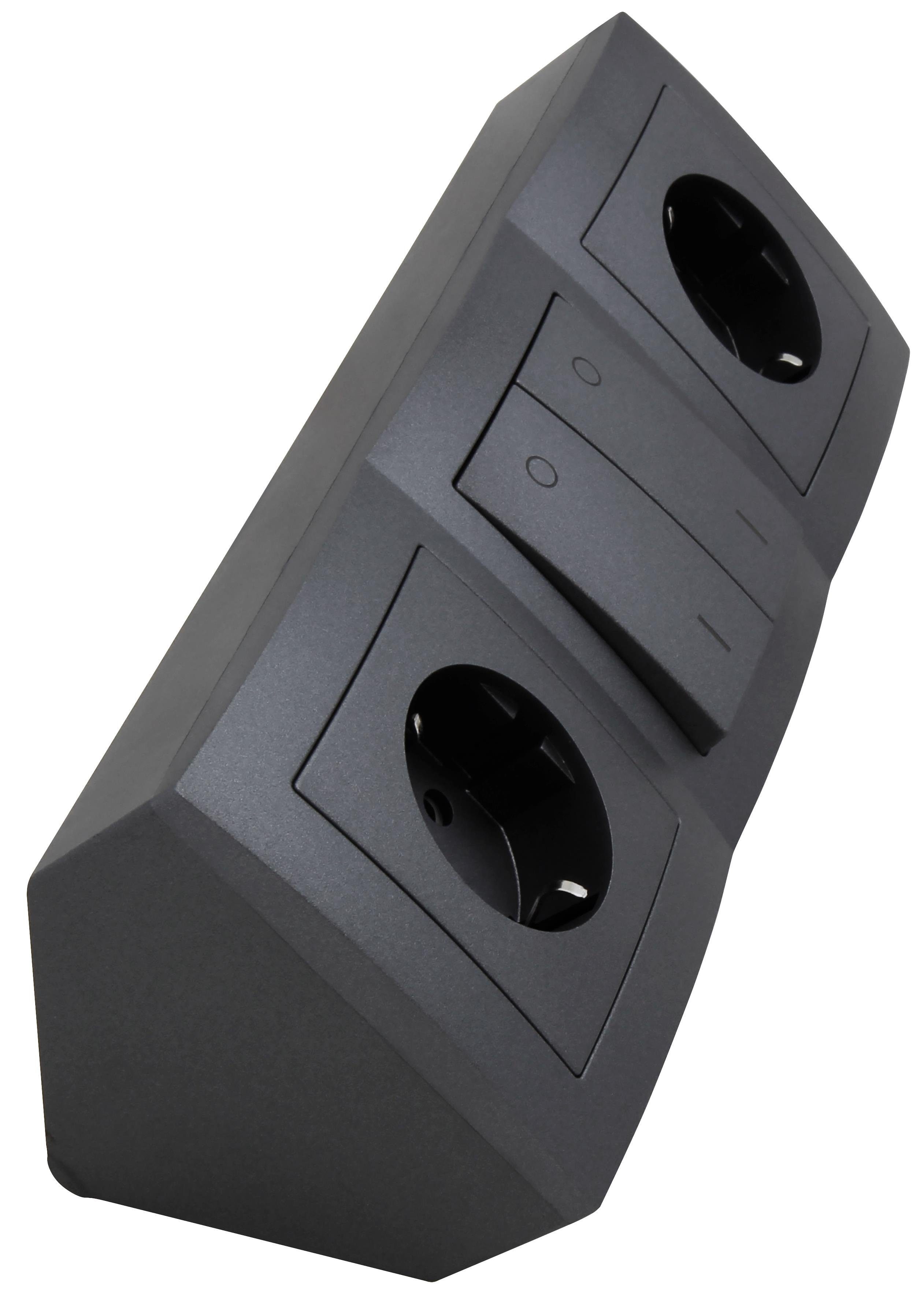 McPower Steckdosenblock McPower ''Flair'' anthrazit, 2-fach Schutzkontakt + Mehrfachsteckdose