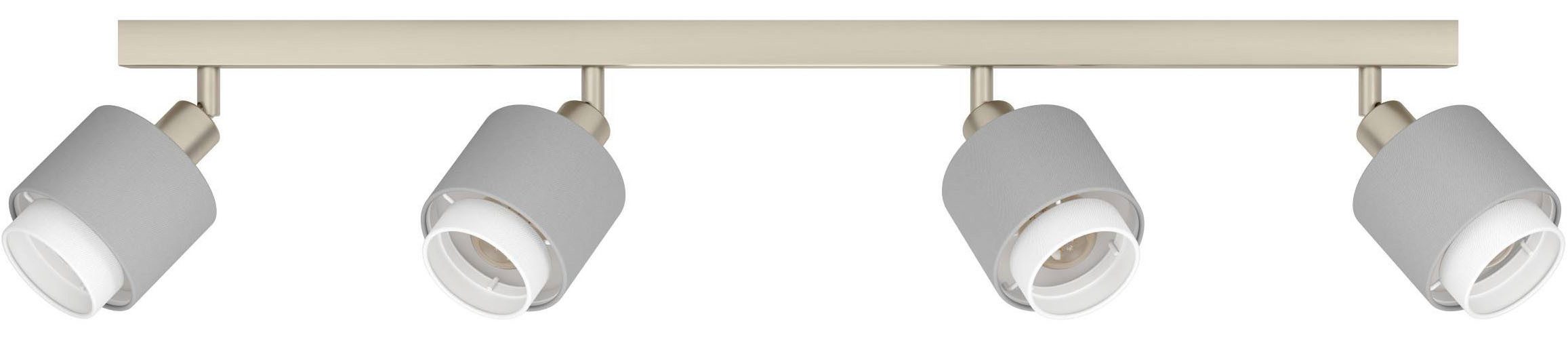 EGLO Deckenleuchte Bellizzi Deckenstrahler schwenkbar, grau und weiß, E14, Küchenlampe, ohne Leuchtmittel, Spot - L75 x B9 x H18,5 cm - nickel-matt - 4X7,5W exkl.