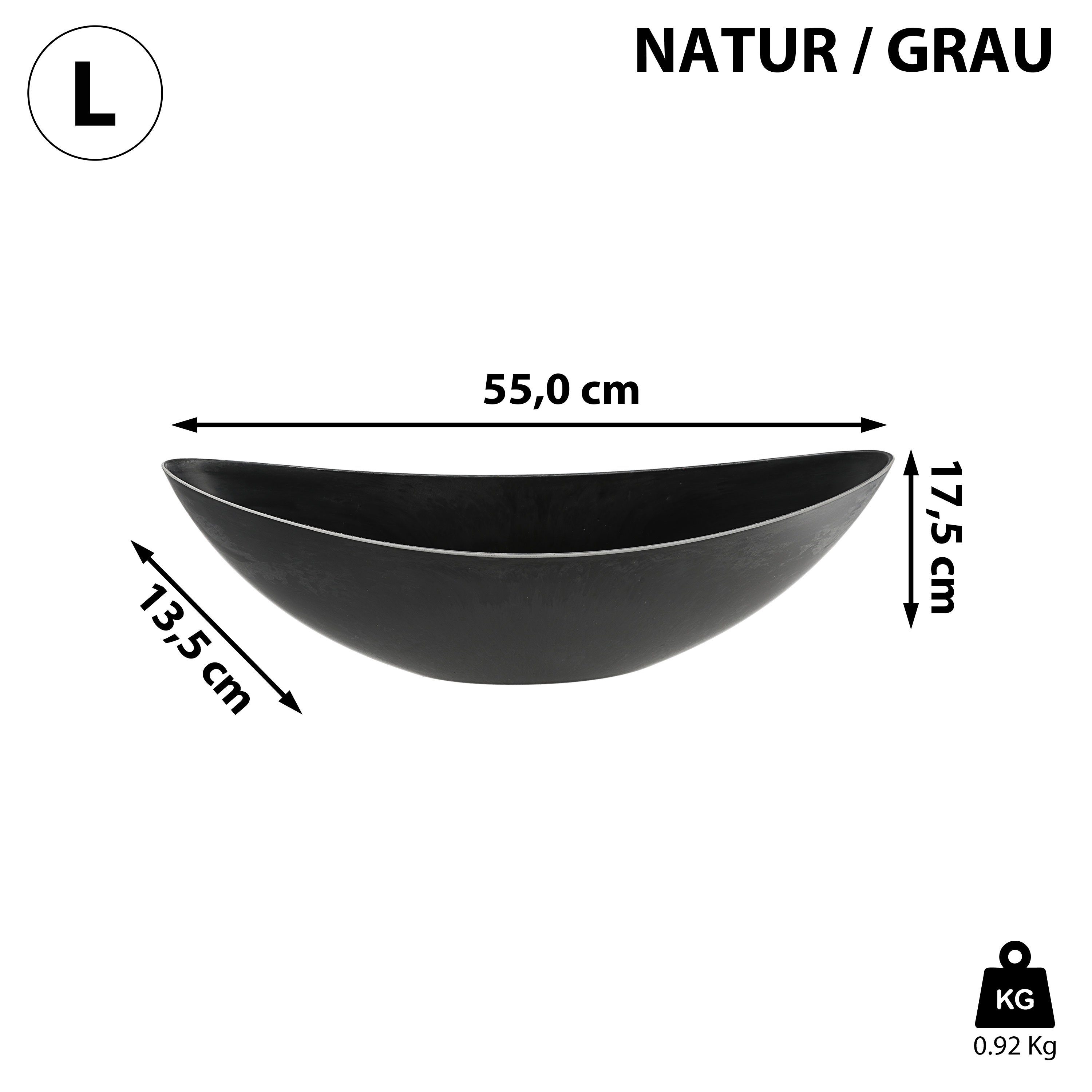 CEPEWA Dekoschale Dekoschale oval grau Schieferoptik 55x18x14cm günstig online kaufen
