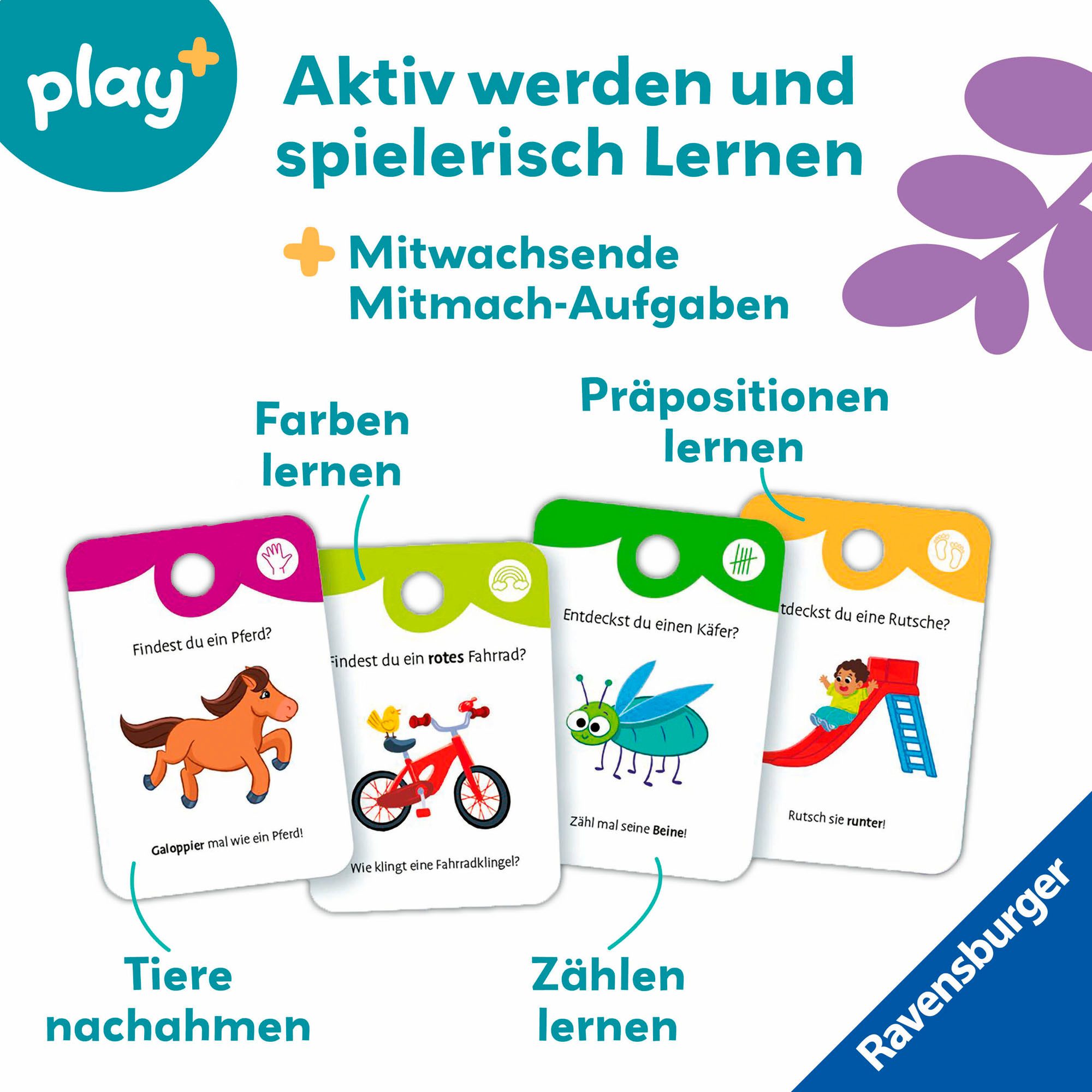 Ravensburger Spiel Play+ Spiel & Mach mit! Karten: Sachen suchen: unterwegs, Spiel für Kleinkinder