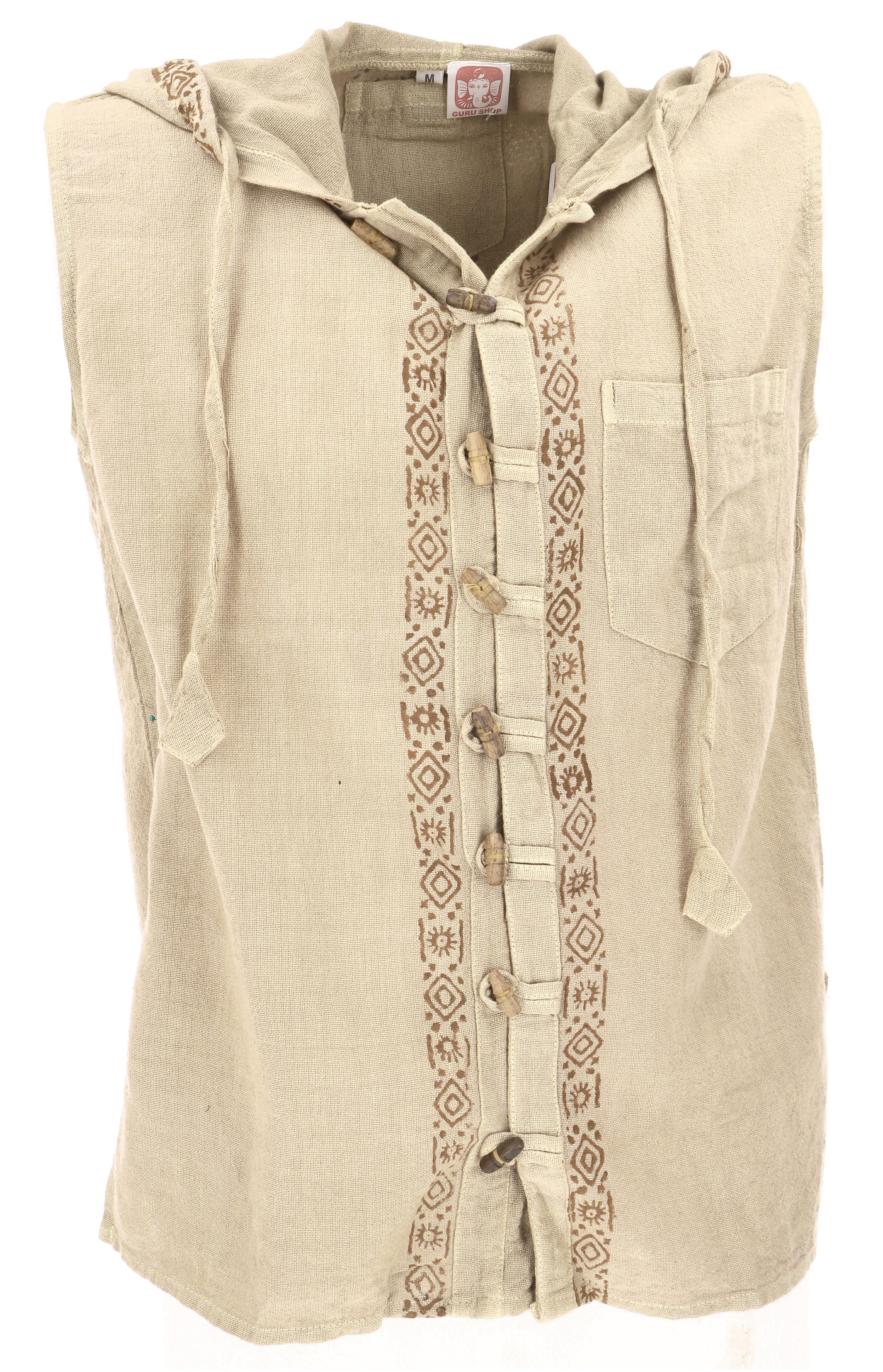 Guru-Shop Hemd & Shirt Natürliches Hemd aus Indien, Top mit Kapuze -.. alte günstig online kaufen