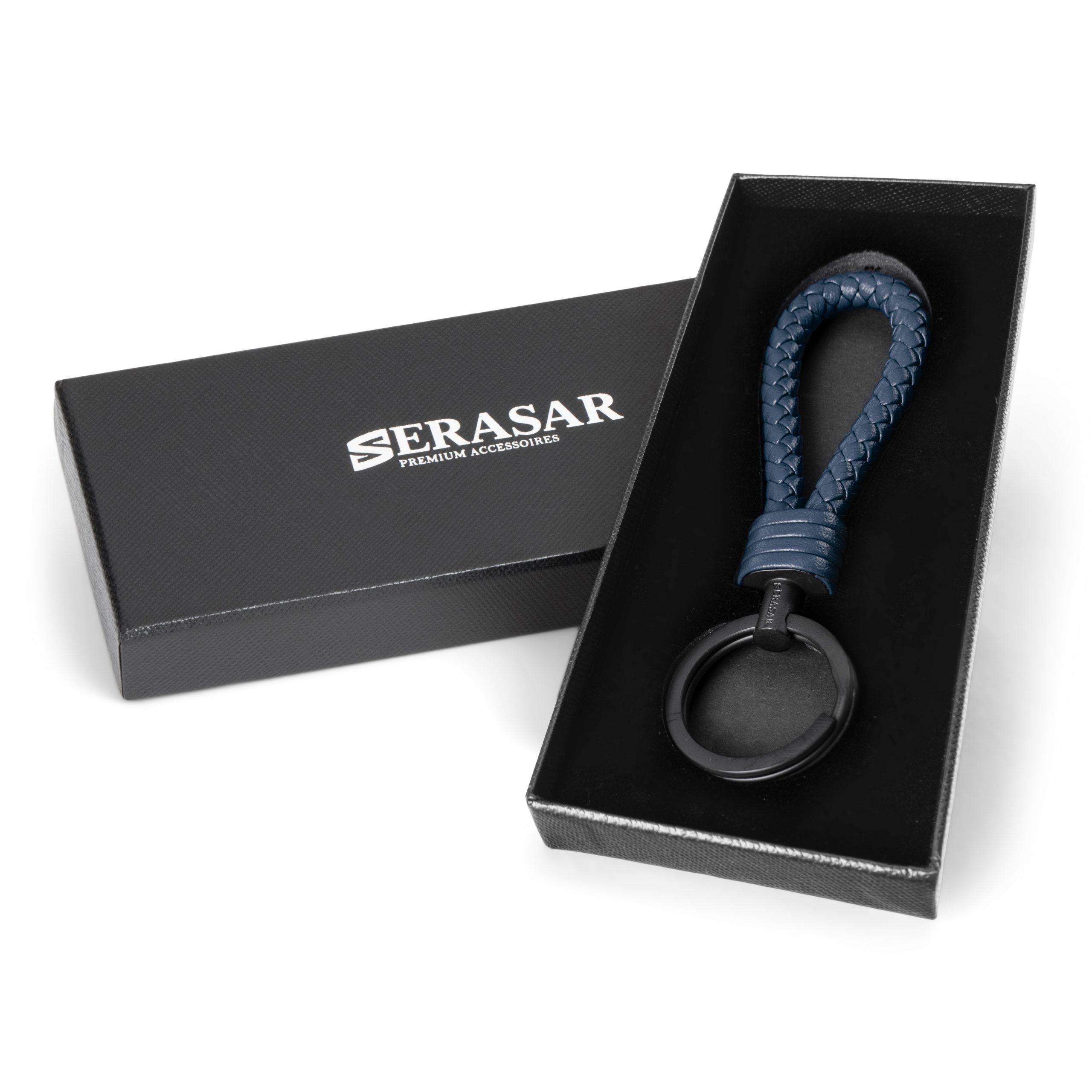 (1-tlg), "Strong" Schlüsselanhänger Blau Schlüssel Leder Schlüsselanhänger kleine Zusatzringe für SERASAR