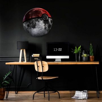 K&L Wall Art Gemälde Metallposter Pokemon Mond Silber Effekt Pokémoon Nicebleed, Metalloptik Wandbild Ø 20cm