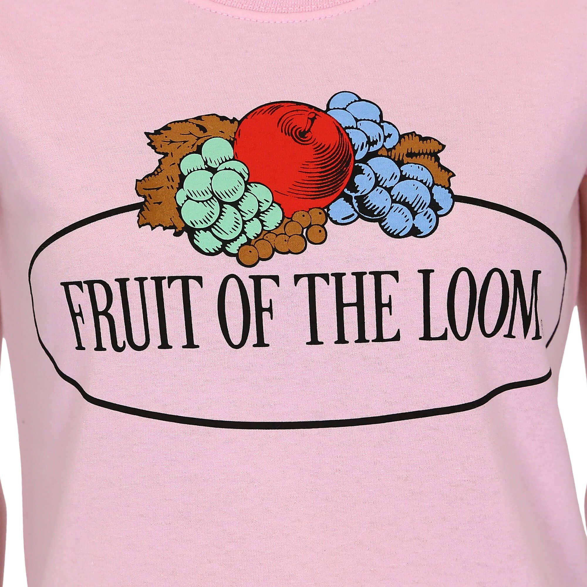 Fruit the of rose of Logo T-Shirt Loom Fruit Loom Rundhalsshirt Fruit of mit the the Damen Loom
