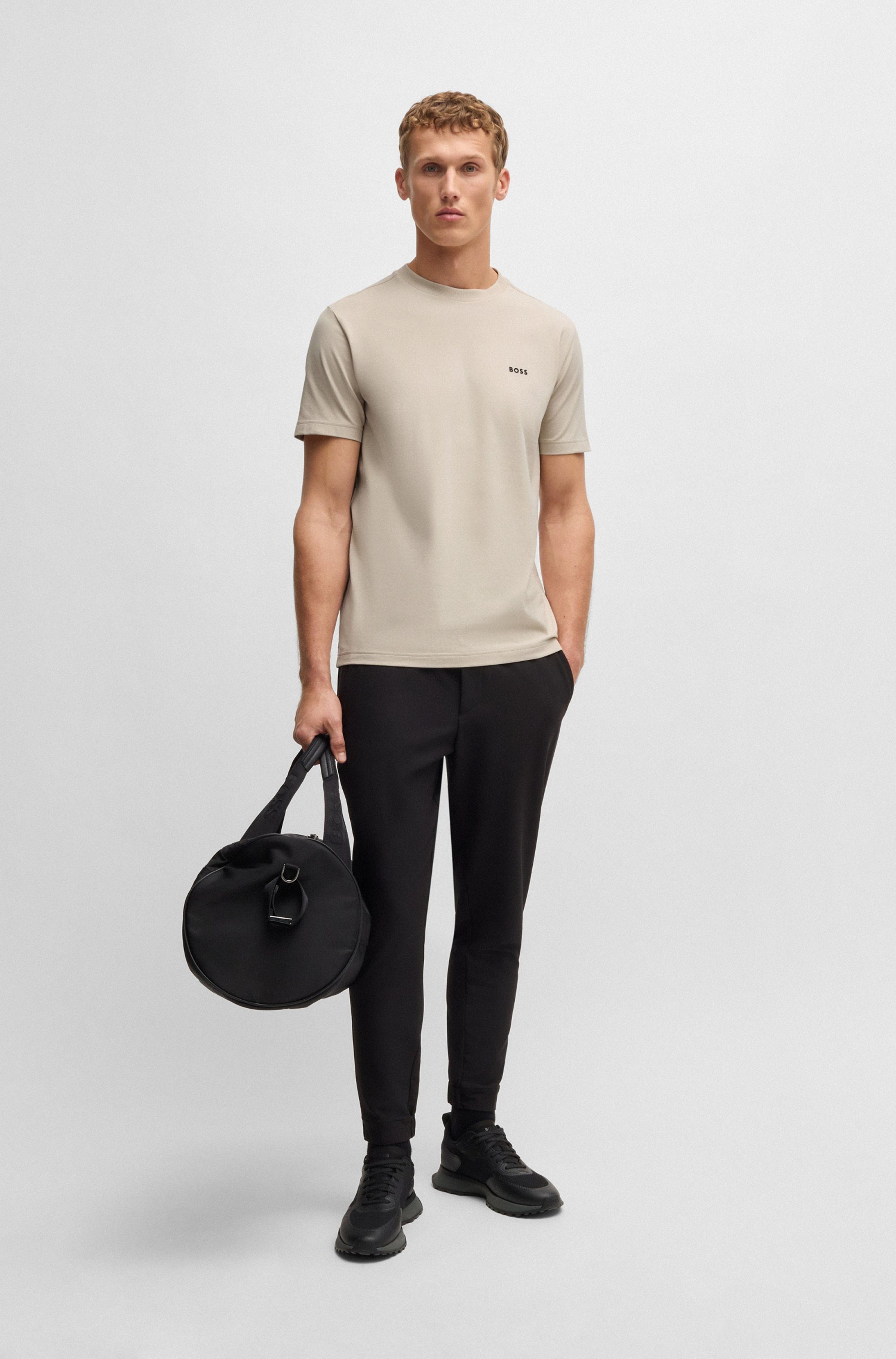 BOSS GREEN Rundhalsshirt Tee mit gummiertem Kontrast-Logo