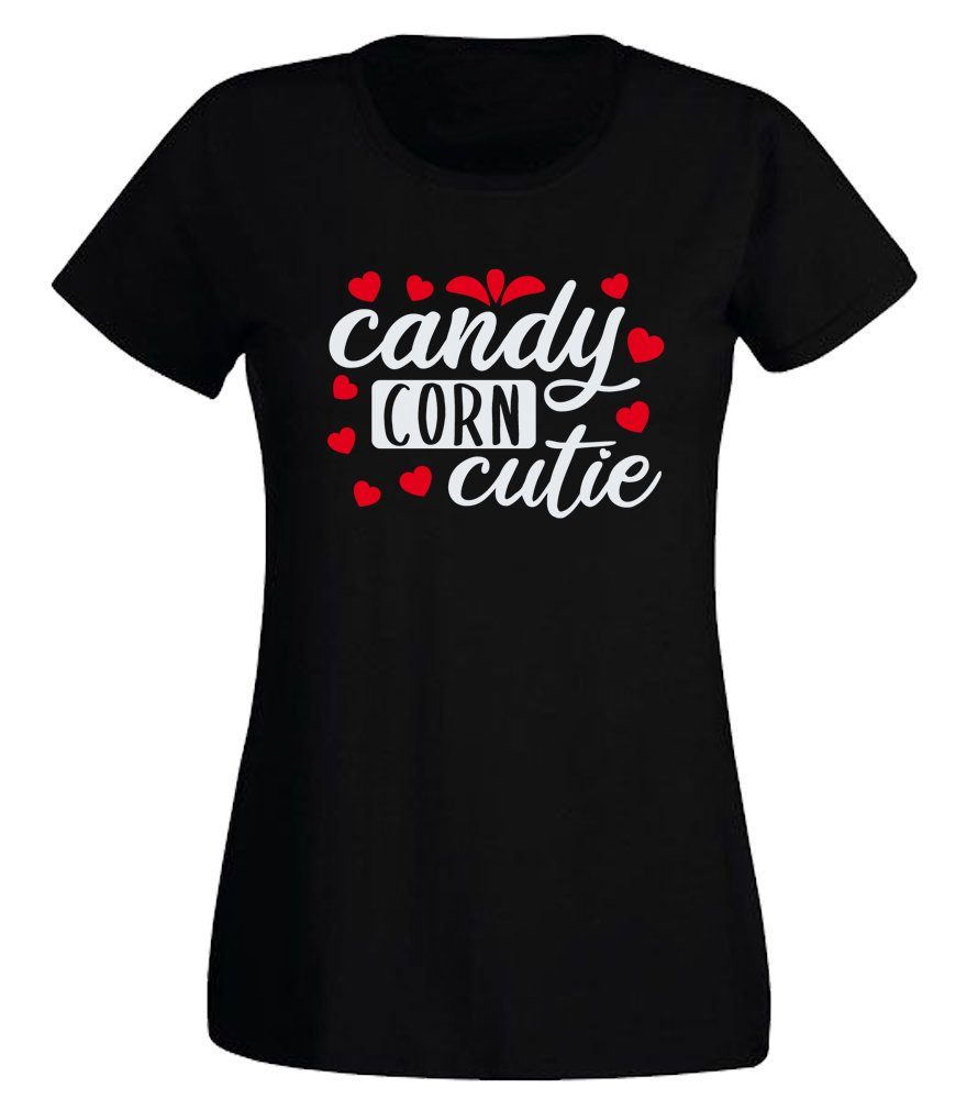 G-graphics T-Shirt Damen T-Shirt - Candy Corn Cutie Slim-fit-Shirt, mit Frontprint, mit Spruch / Statement