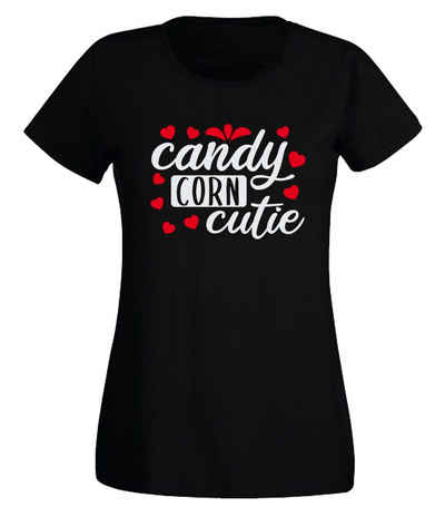 G-graphics T-Shirt Damen T-Shirt - Candy Corn Cutie Slim-fit, mit trendigem Frontprint, Aufdruck auf der Vorderseite, Spruch/Sprüche/Print/Motiv, für jung & alt